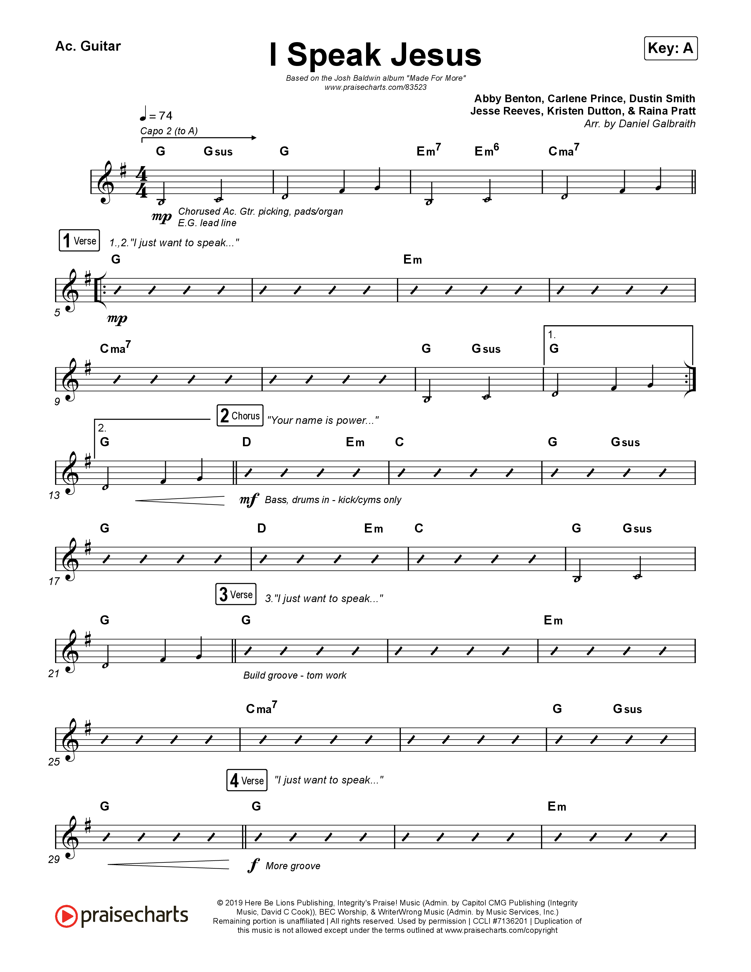 I Speak Jesus (Live) Acoustic Guitar (Josh Baldwin)