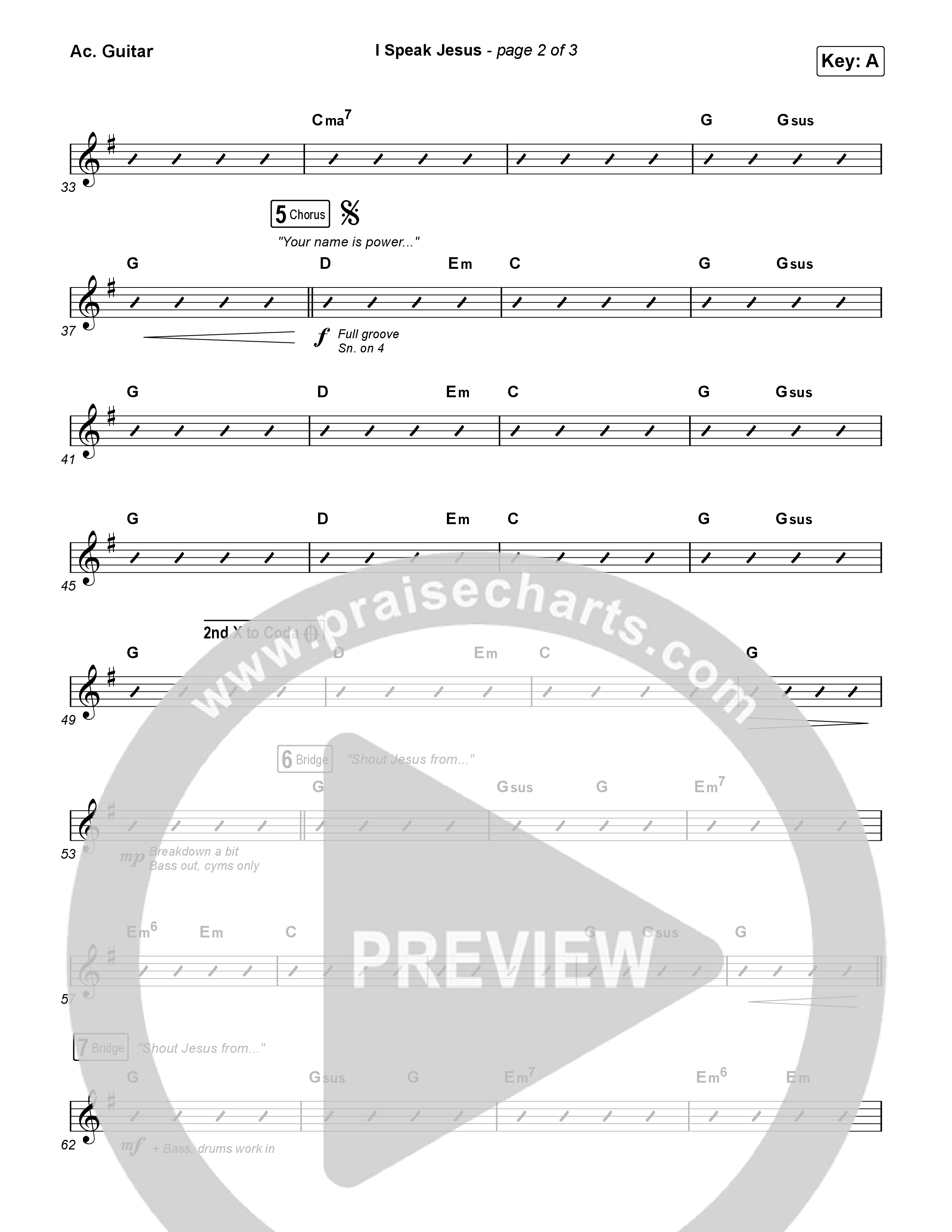 I Speak Jesus (Live) Acoustic Guitar (Josh Baldwin)