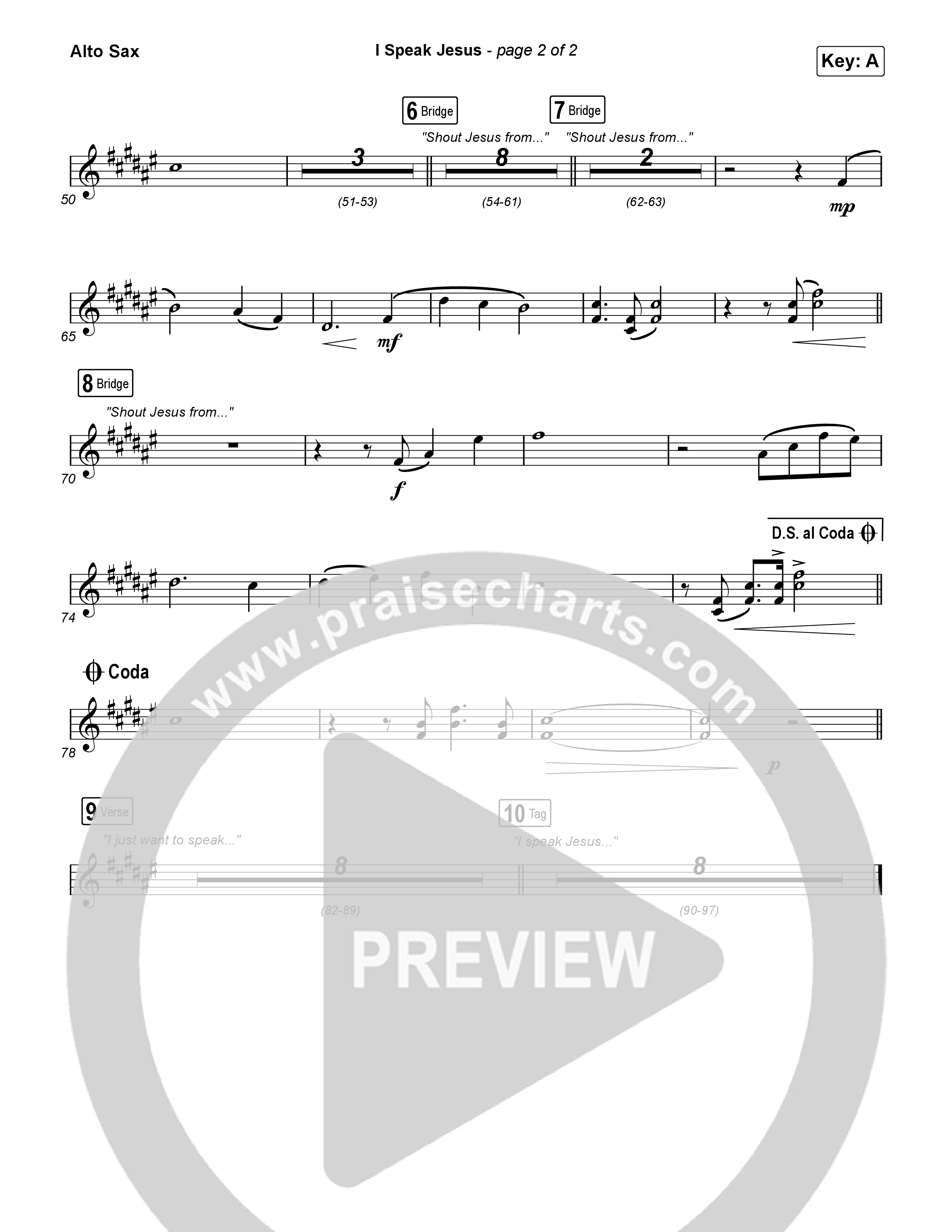 I Speak Jesus (Live) Alto Sax (Josh Baldwin)