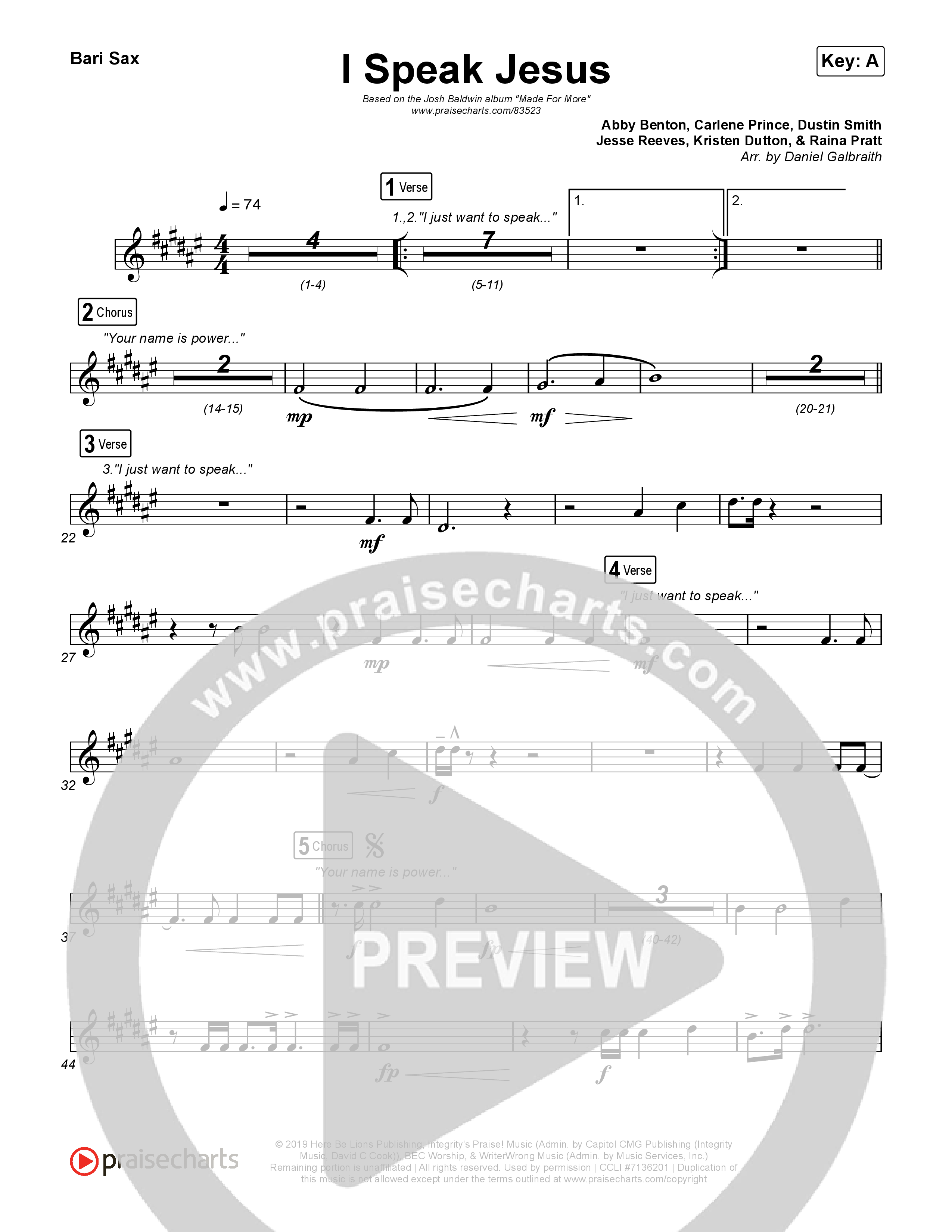 I Speak Jesus (Live) Bari Sax (Josh Baldwin)