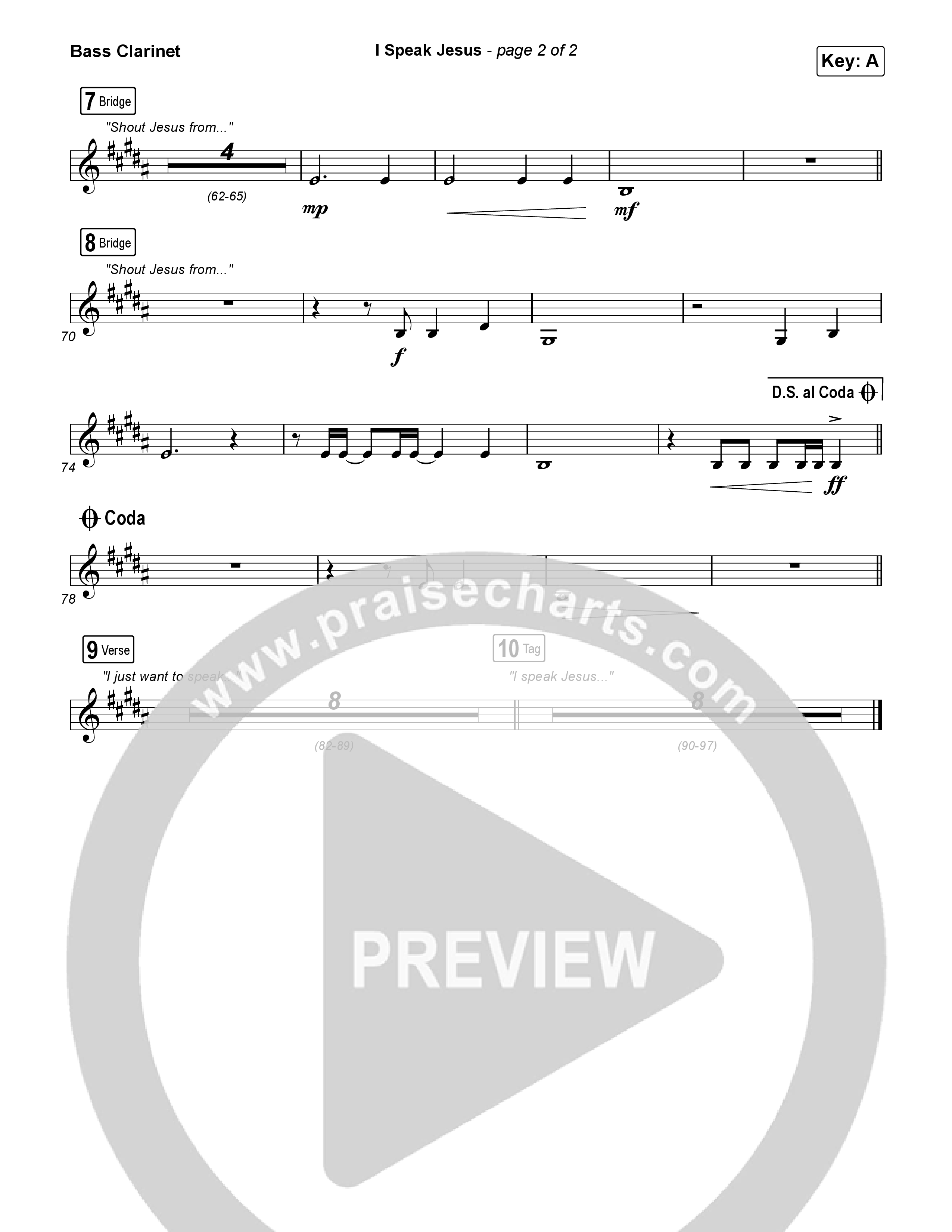 I Speak Jesus (Live) Bass Clarinet (Josh Baldwin)