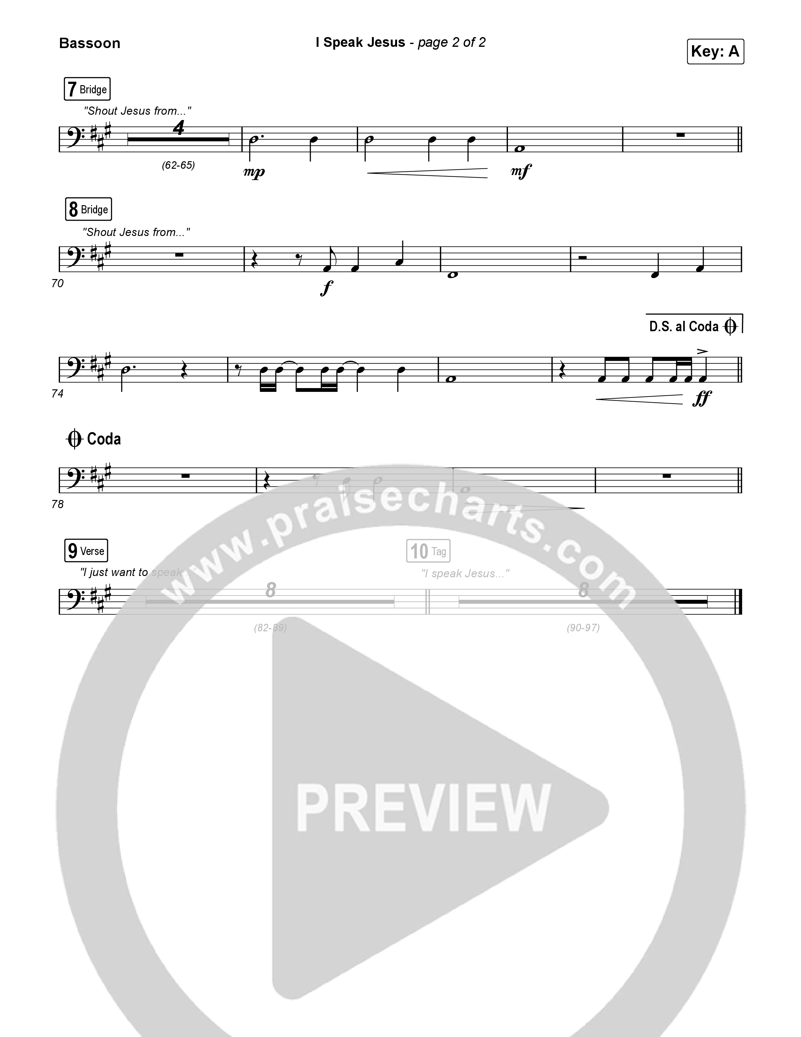 I Speak Jesus (Live) Bassoon (Josh Baldwin)