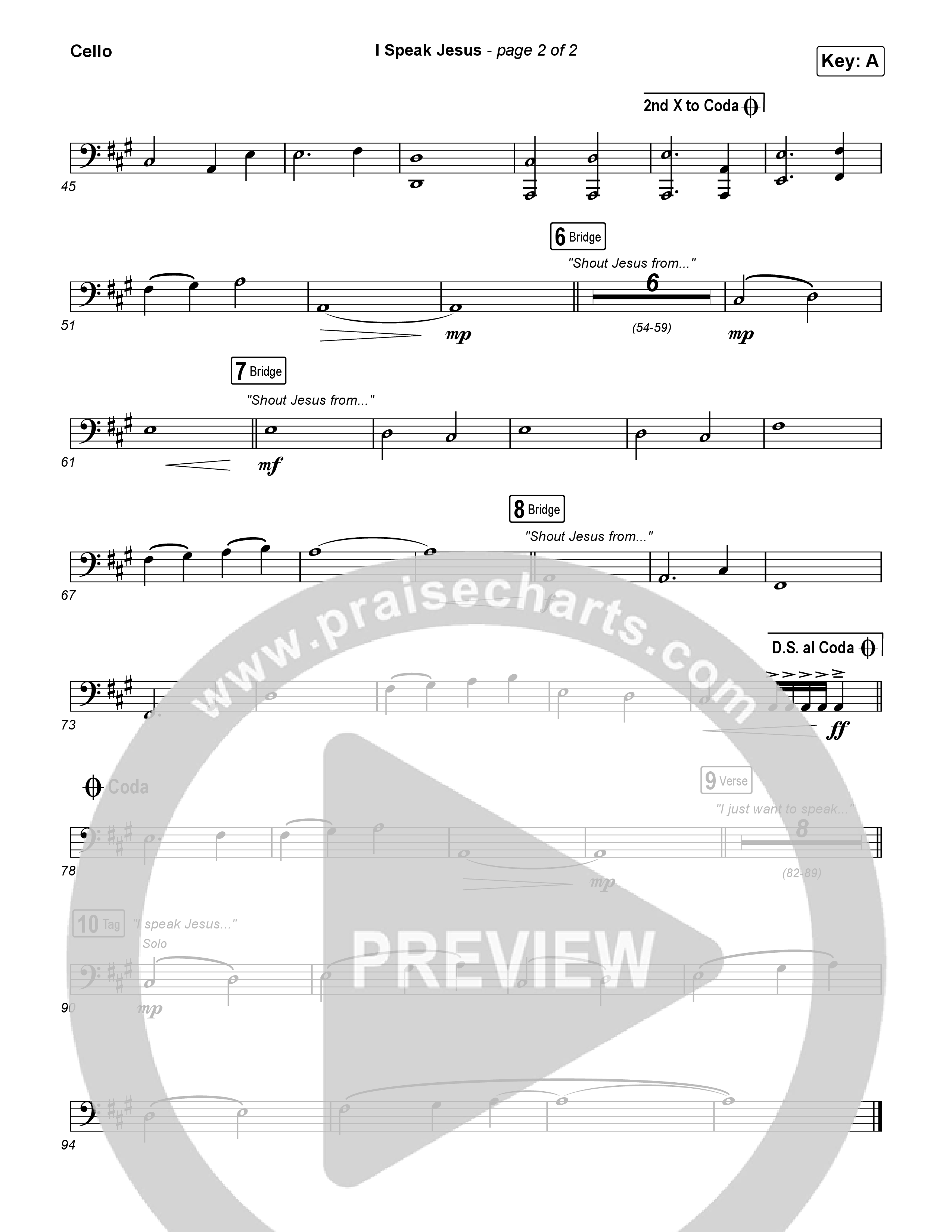 I Speak Jesus (Live) Cello (Josh Baldwin)