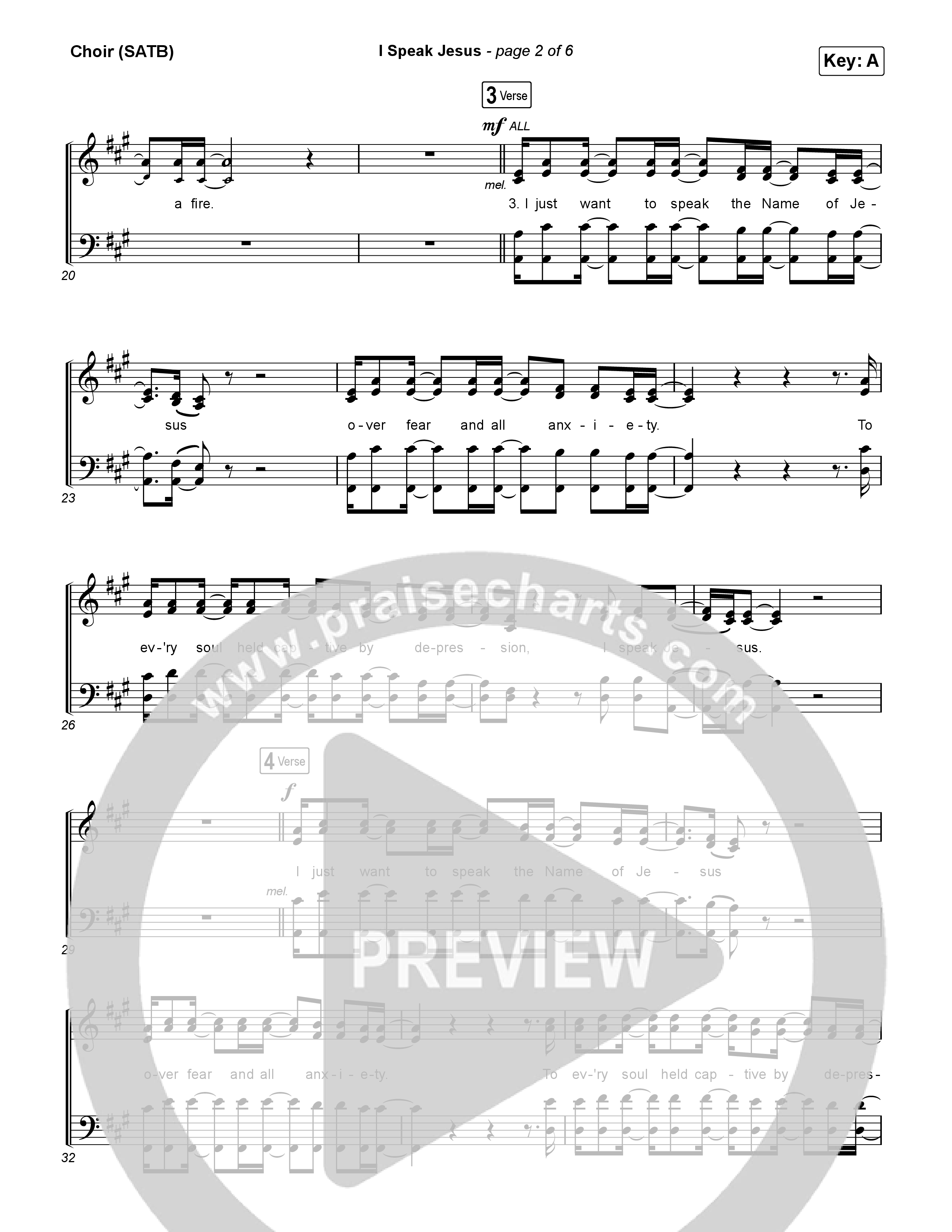 I Speak Jesus (Live) Choir Sheet (SATB) (Josh Baldwin)