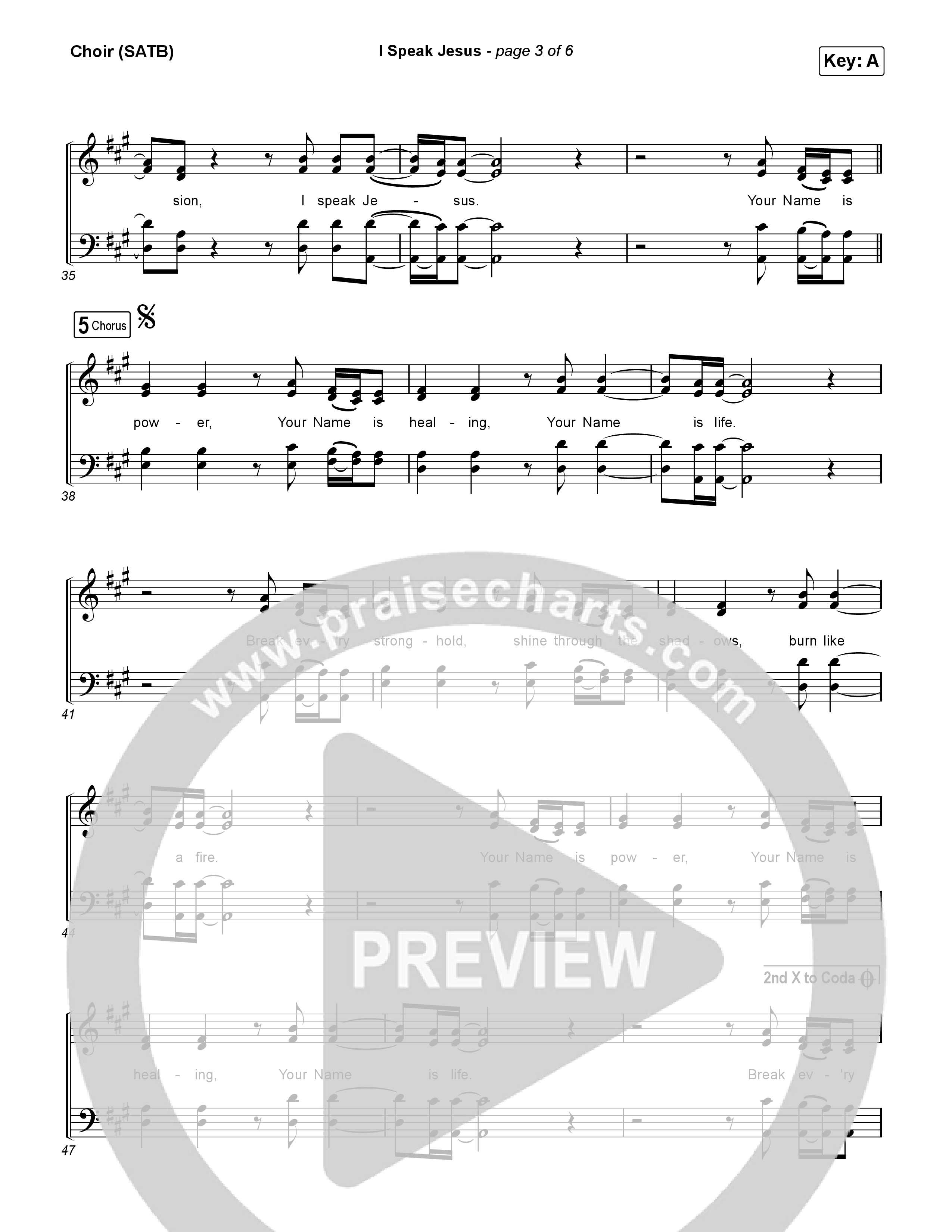 I Speak Jesus (Live) Choir Sheet (SATB) (Josh Baldwin)