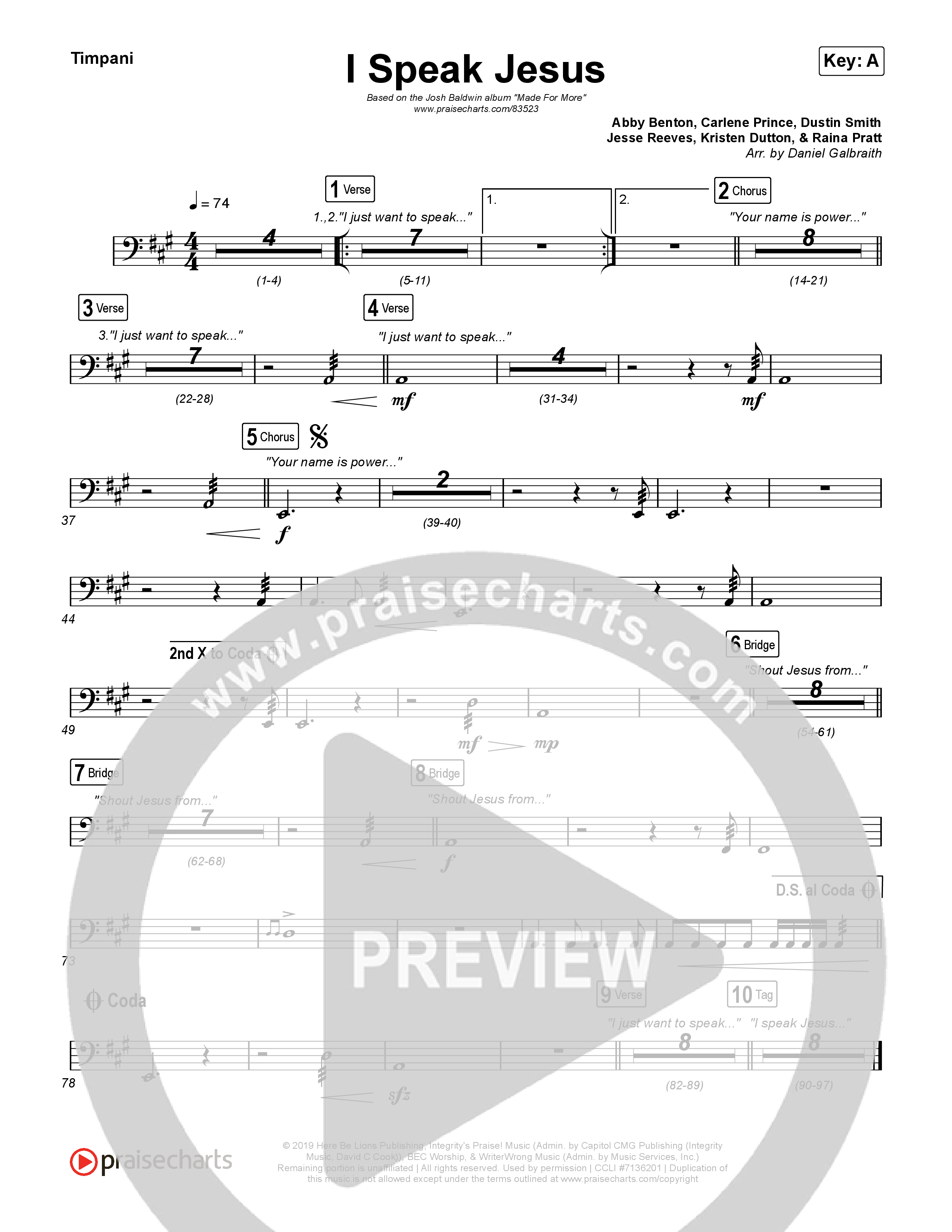 I Speak Jesus (Live) Timpani (Josh Baldwin)