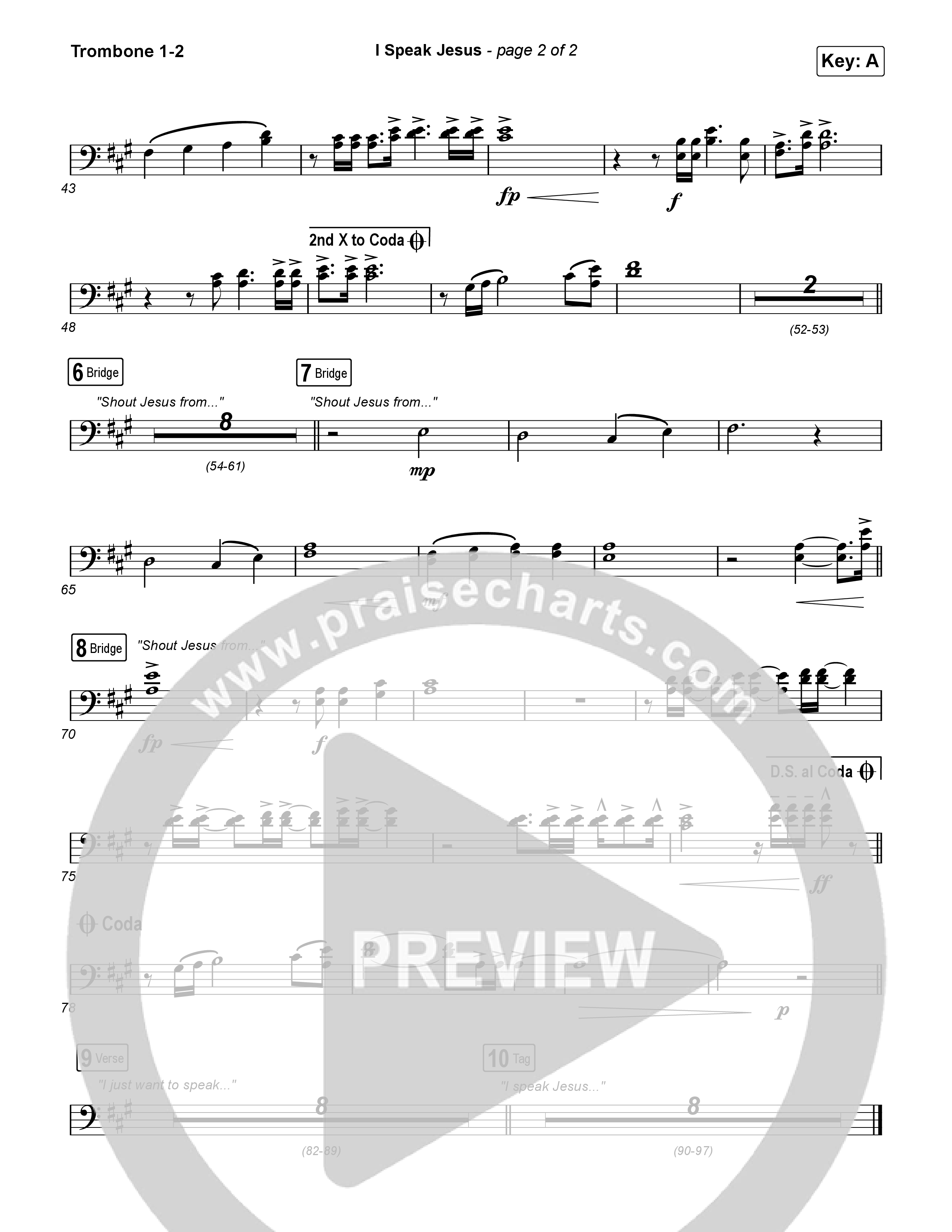 I Speak Jesus (Live) Trombone 1,2 (Josh Baldwin)