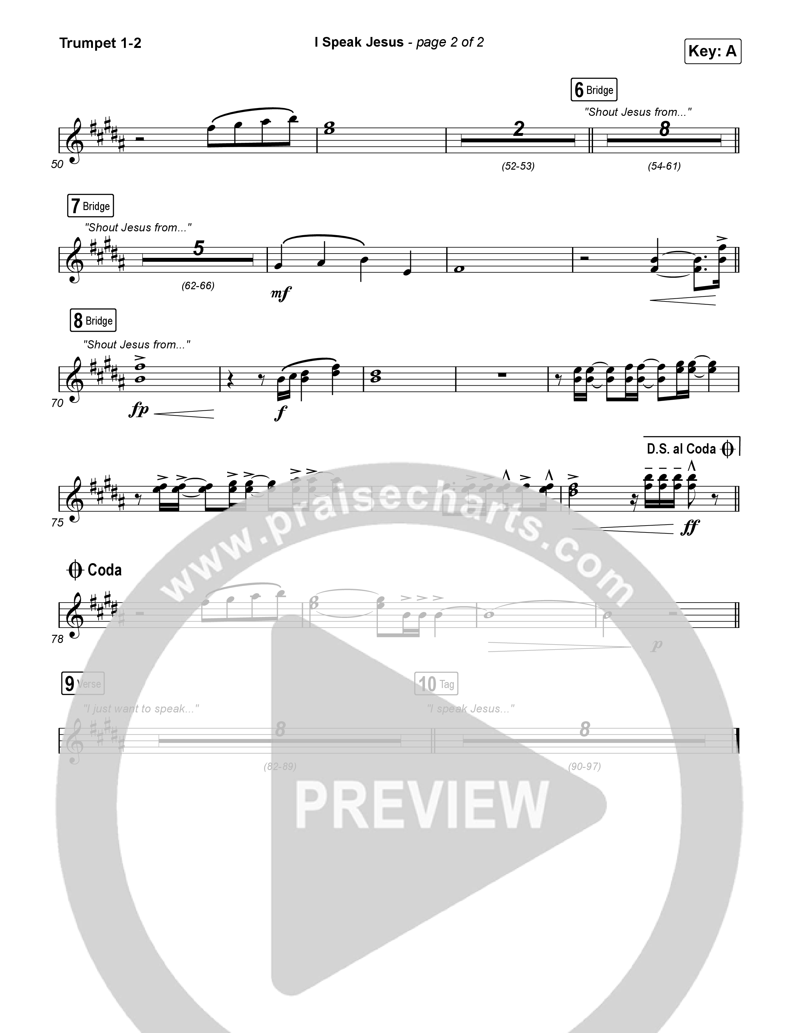 I Speak Jesus (Live) Trumpet 1,2 (Josh Baldwin)