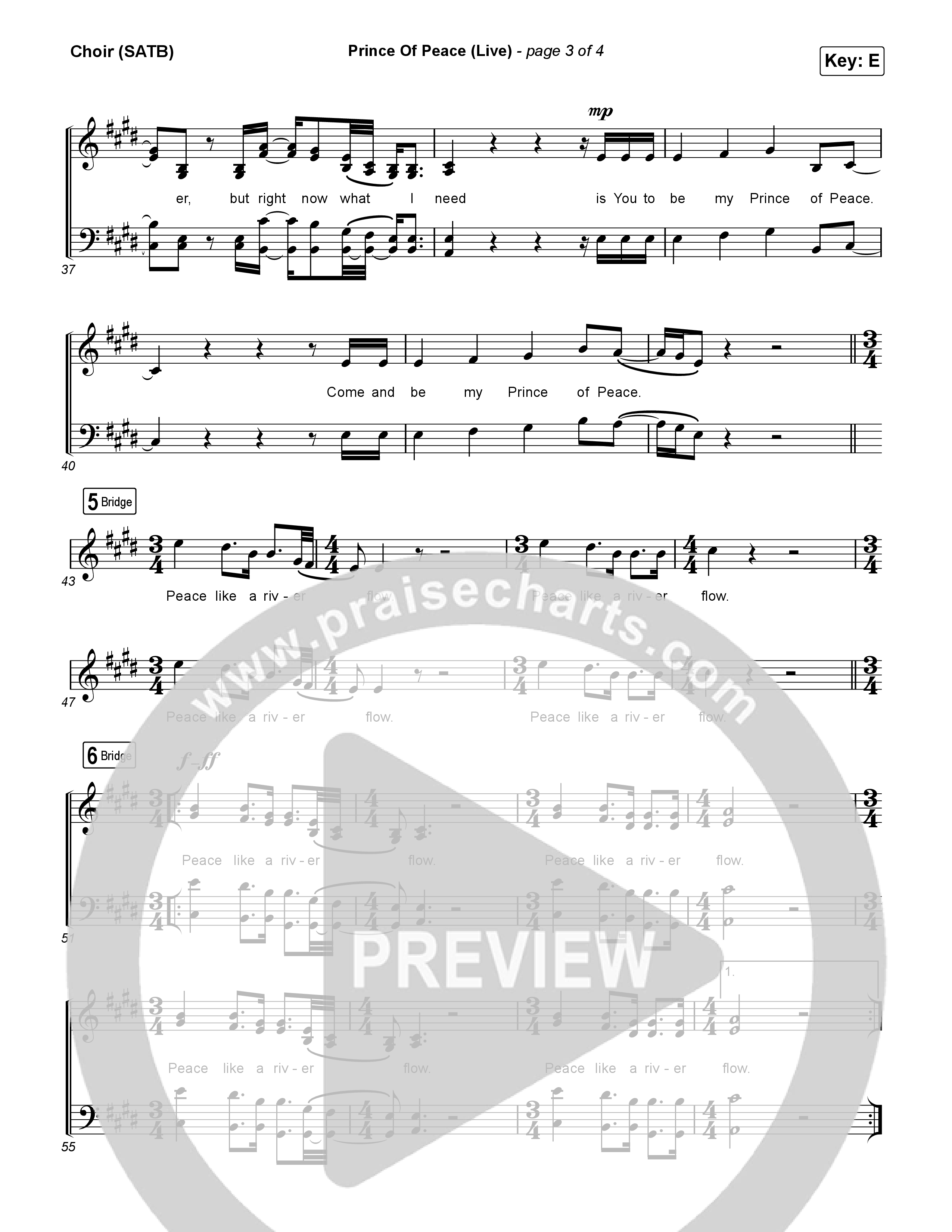 Prince Of Peace (Live) Choir Sheet (SATB) (Josh Baldwin)