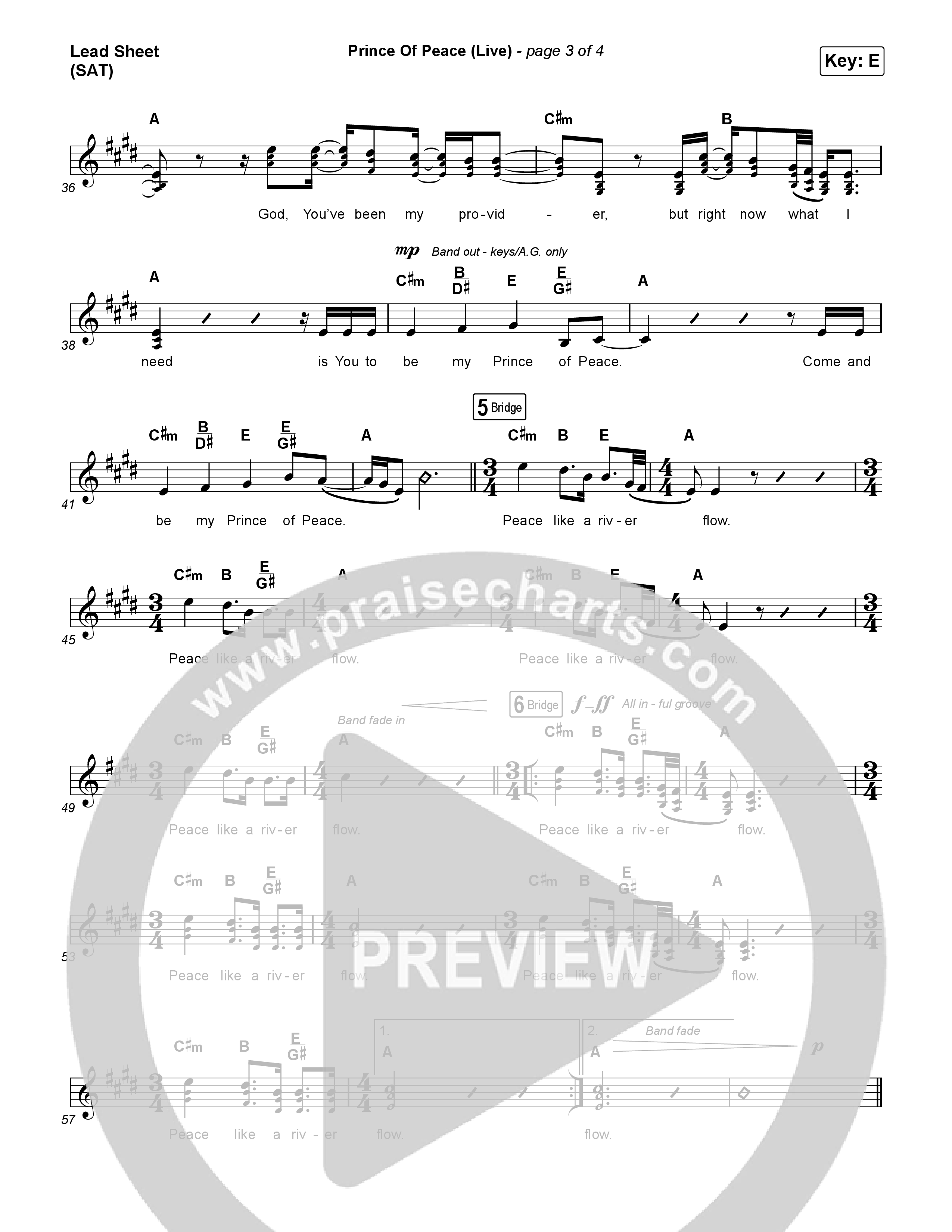 Prince Of Peace (Live) Lead Sheet (SAT) (Josh Baldwin)