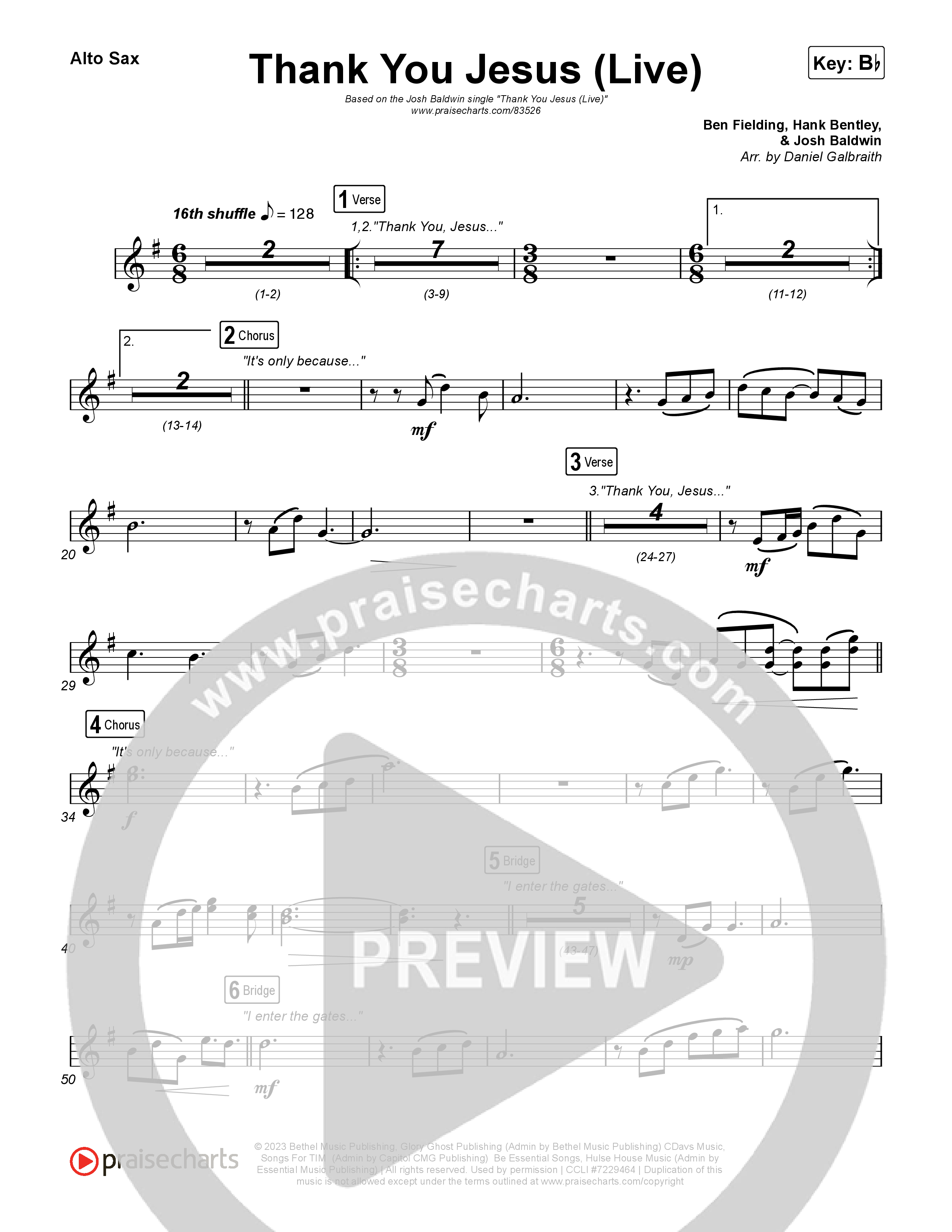 Thank You Jesus (Live) Alto Sax (Josh Baldwin)