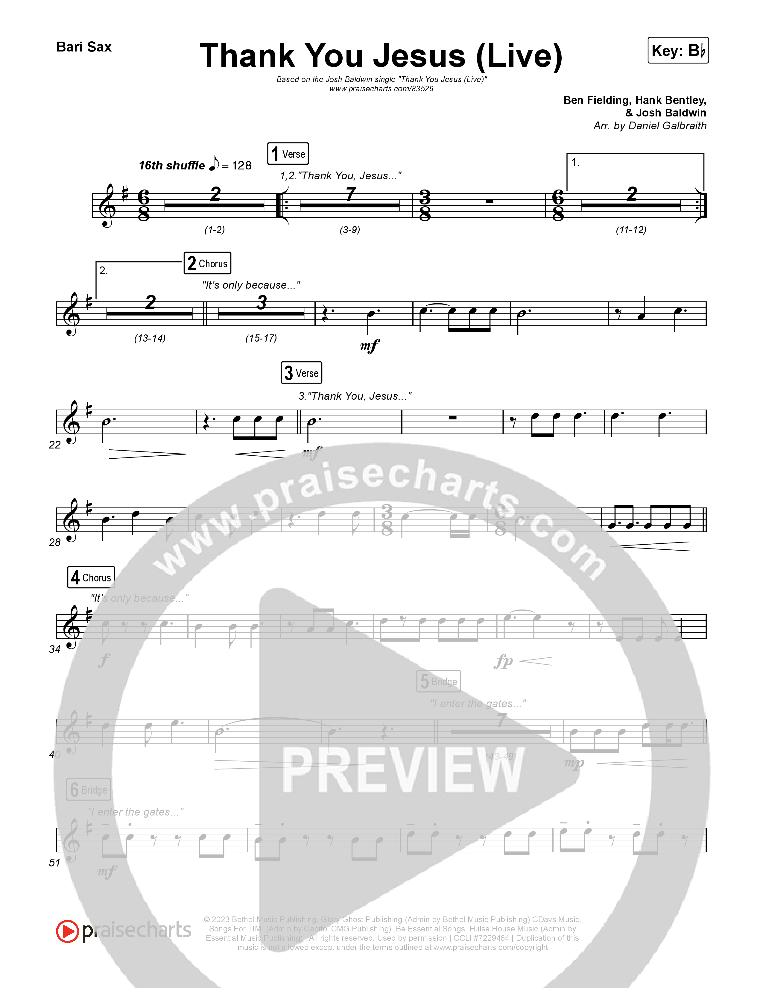 Thank You Jesus (Live) Bari Sax (Josh Baldwin)