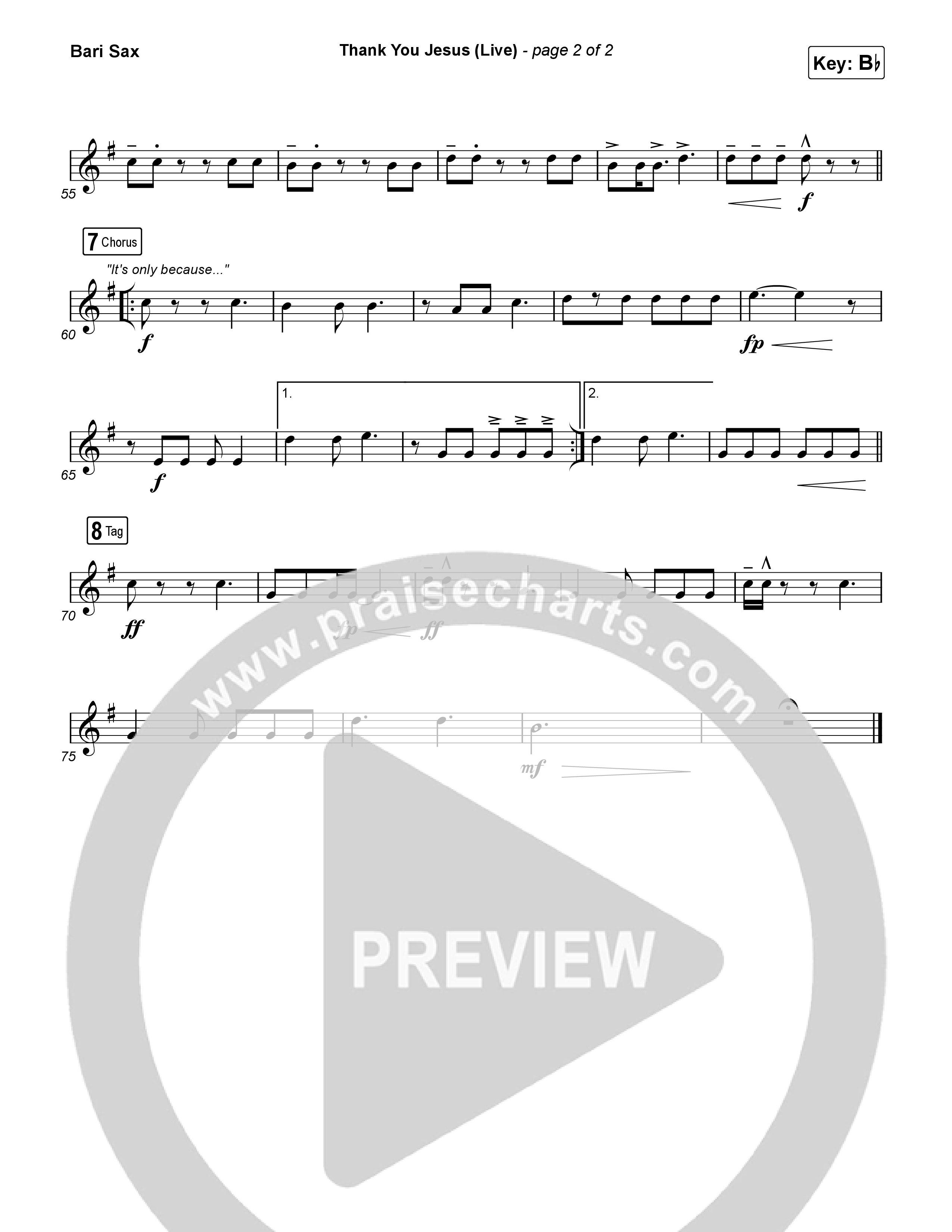 Thank You Jesus (Live) Bari Sax (Josh Baldwin)