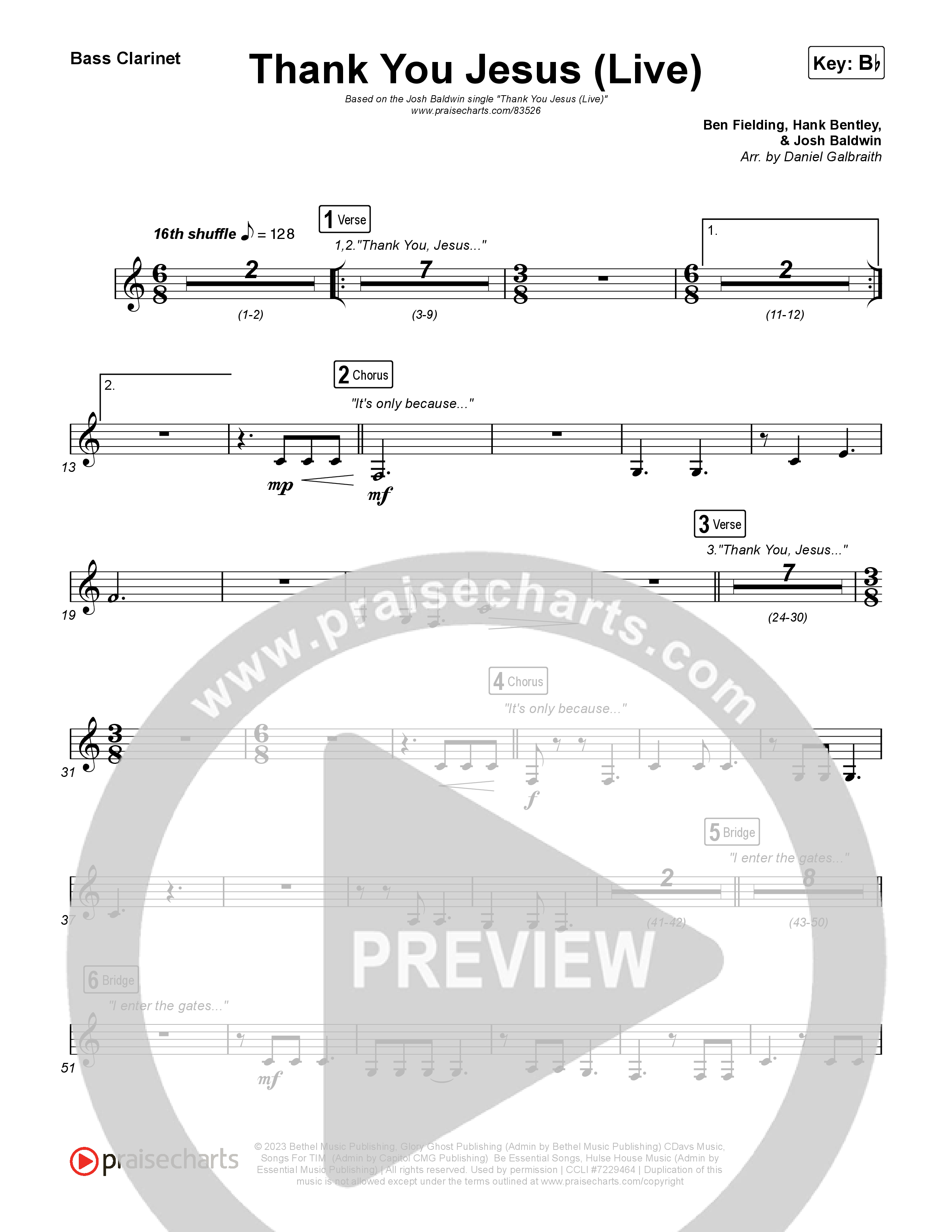 Thank You Jesus (Live) Clarinet 1,2 (Josh Baldwin)