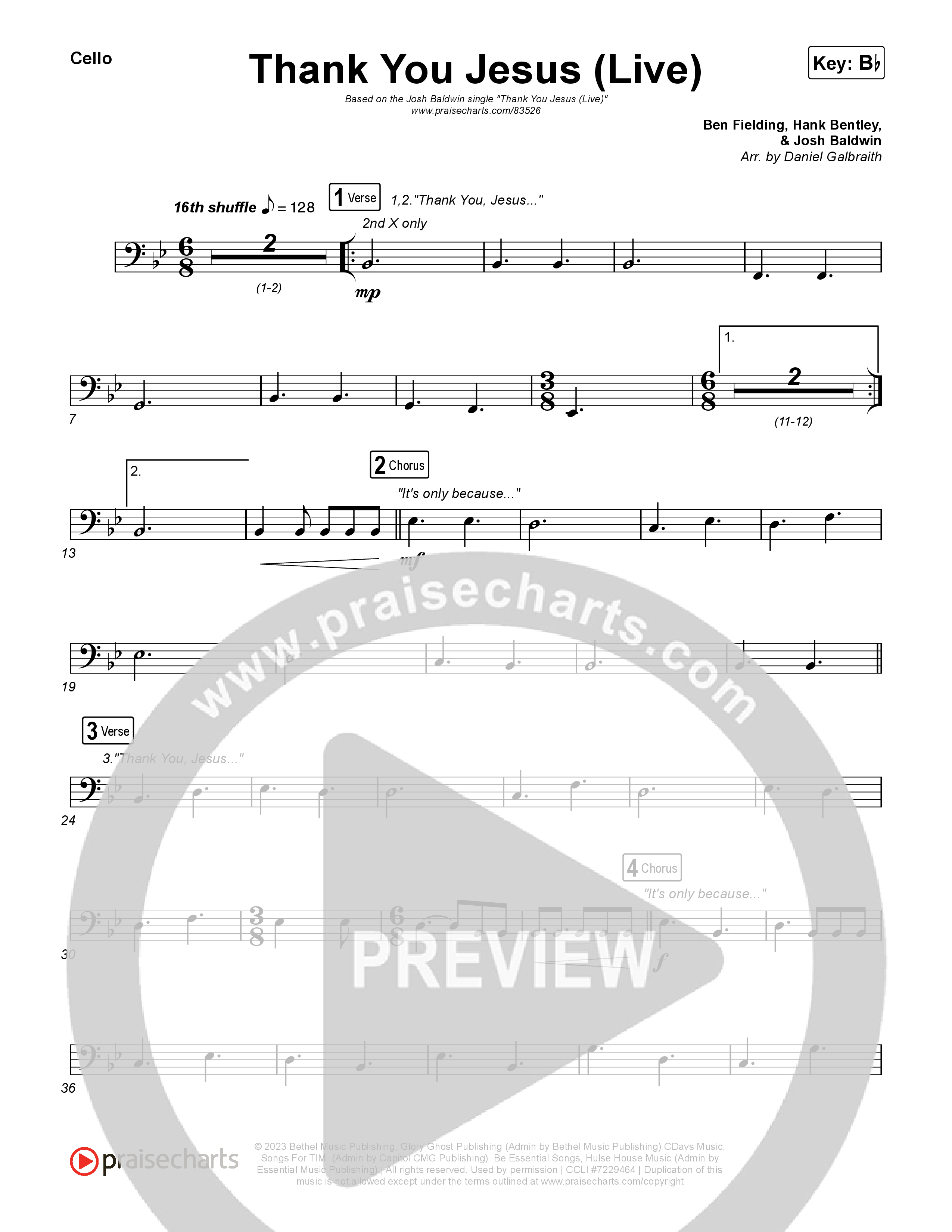 Thank You Jesus (Live) Cello (Josh Baldwin)