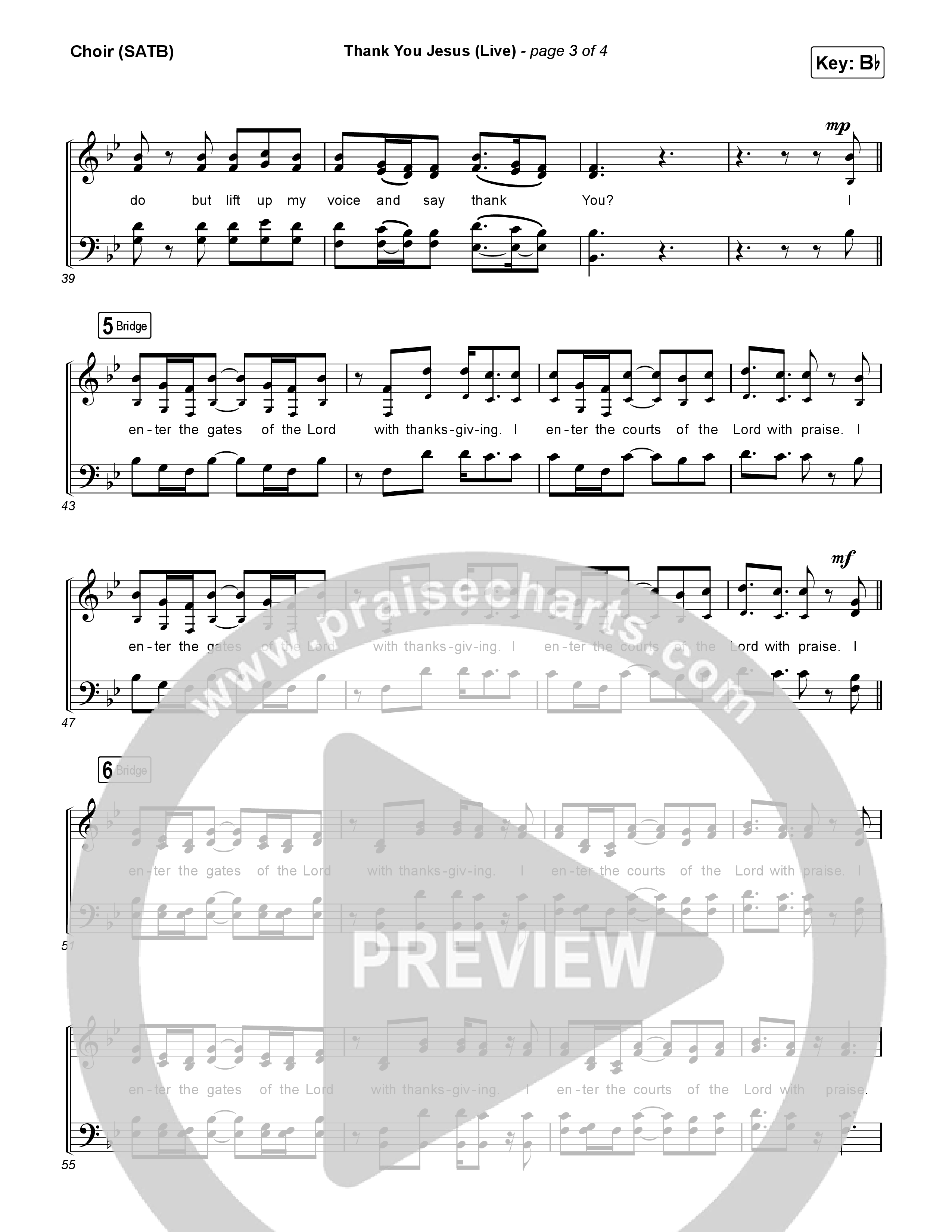 Thank You Jesus (Live) Choir Sheet (SATB) (Josh Baldwin)