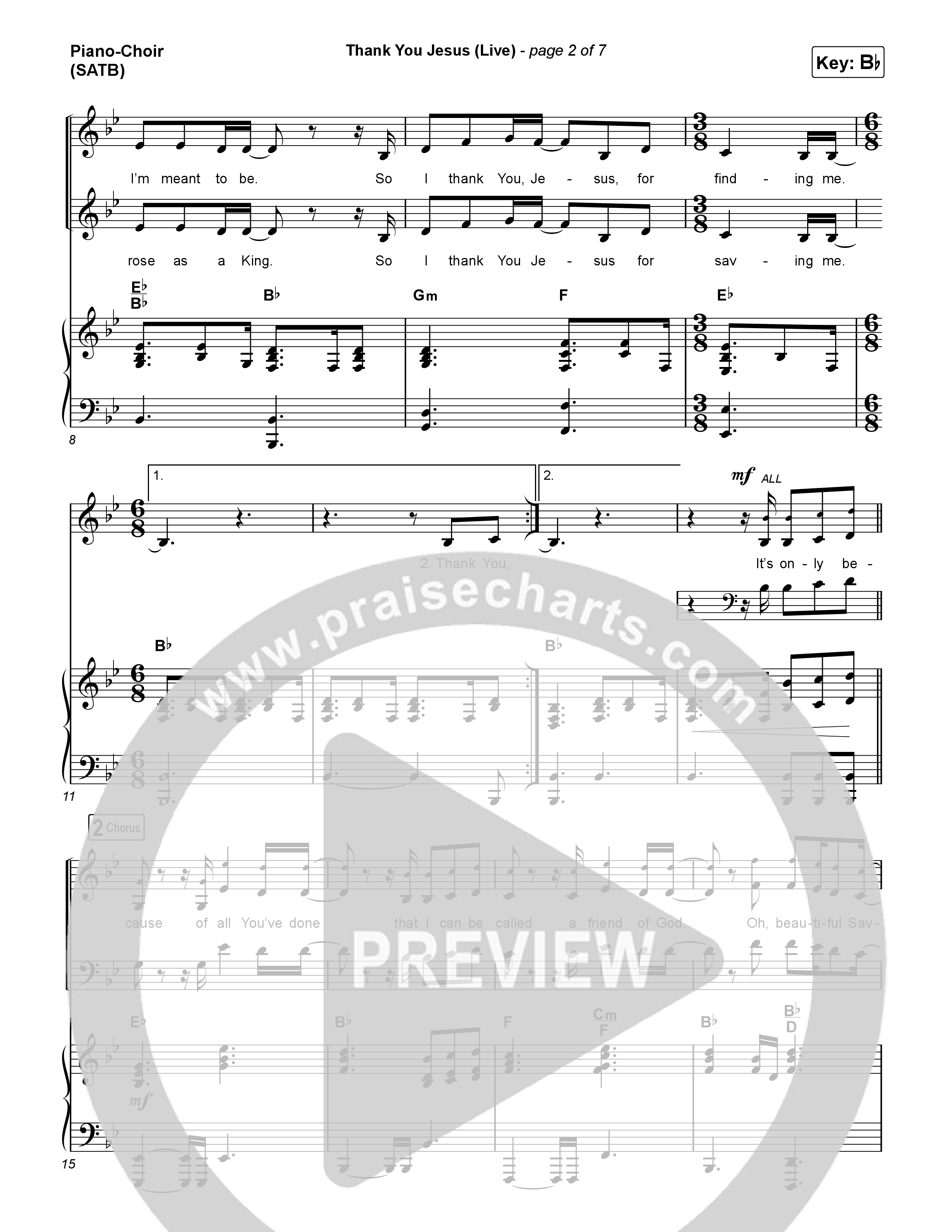 Thank You Jesus (Live) Piano/Vocal Pack (Josh Baldwin)