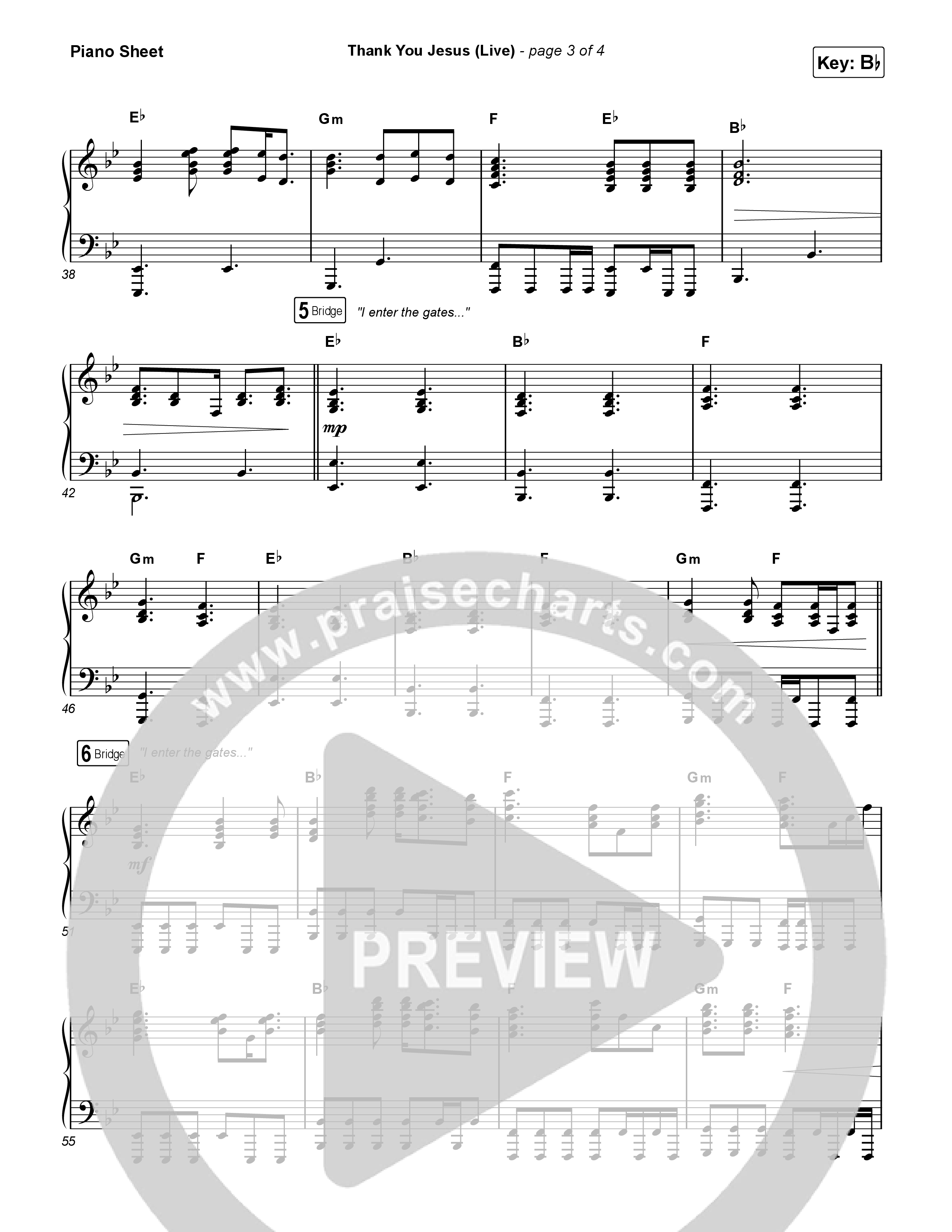 Thank You Jesus (Live) Piano Sheet (Josh Baldwin)