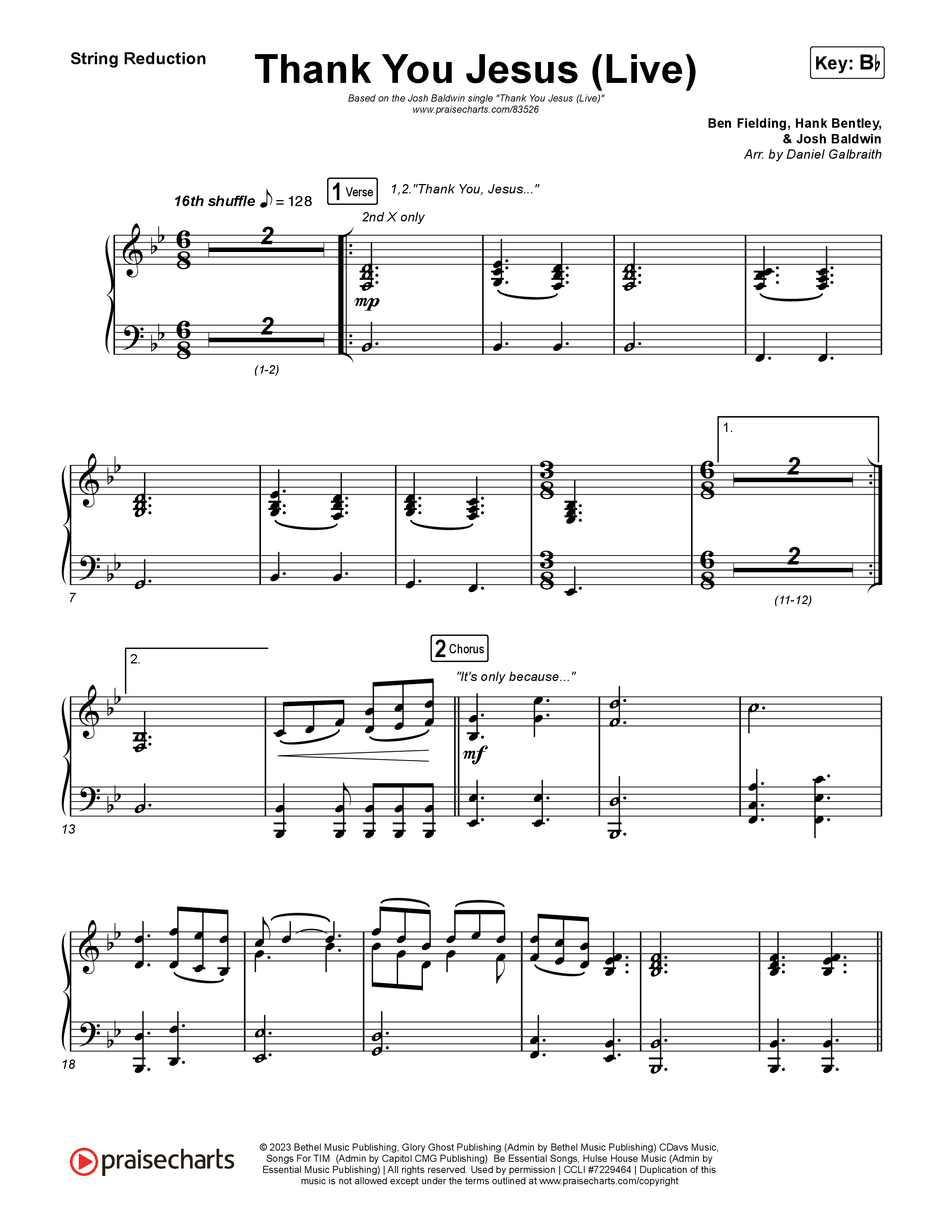 Thank You Jesus (Live) String Reduction (Josh Baldwin)