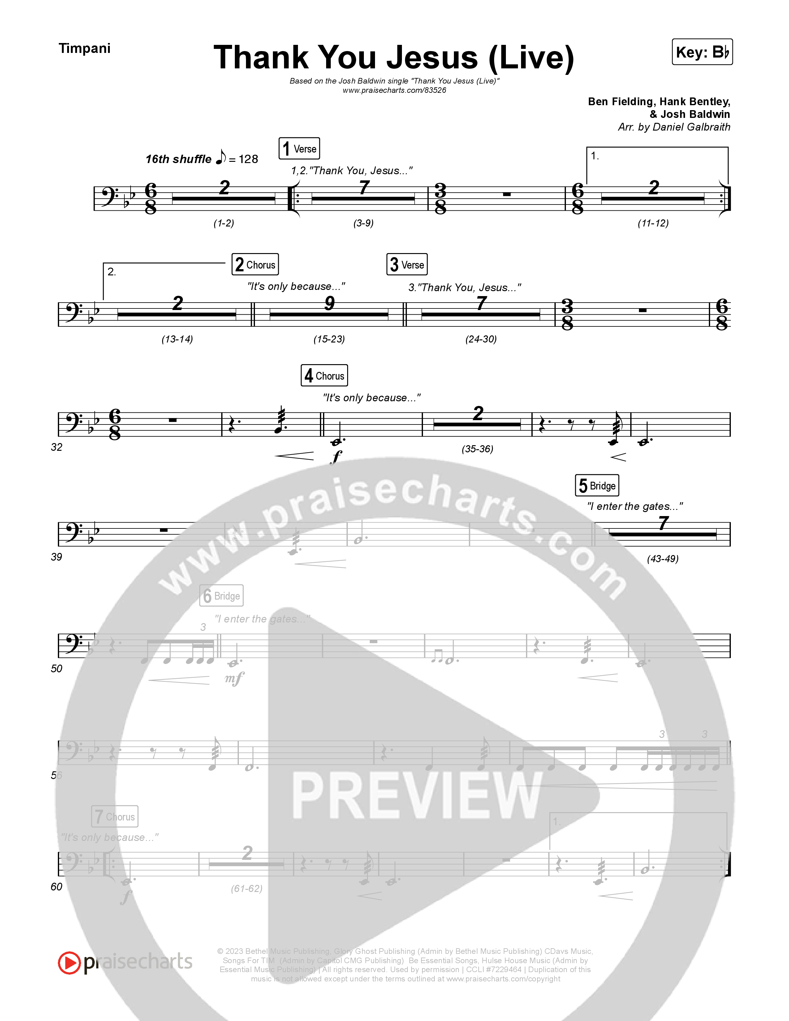 Thank You Jesus (Live) Timpani (Josh Baldwin)