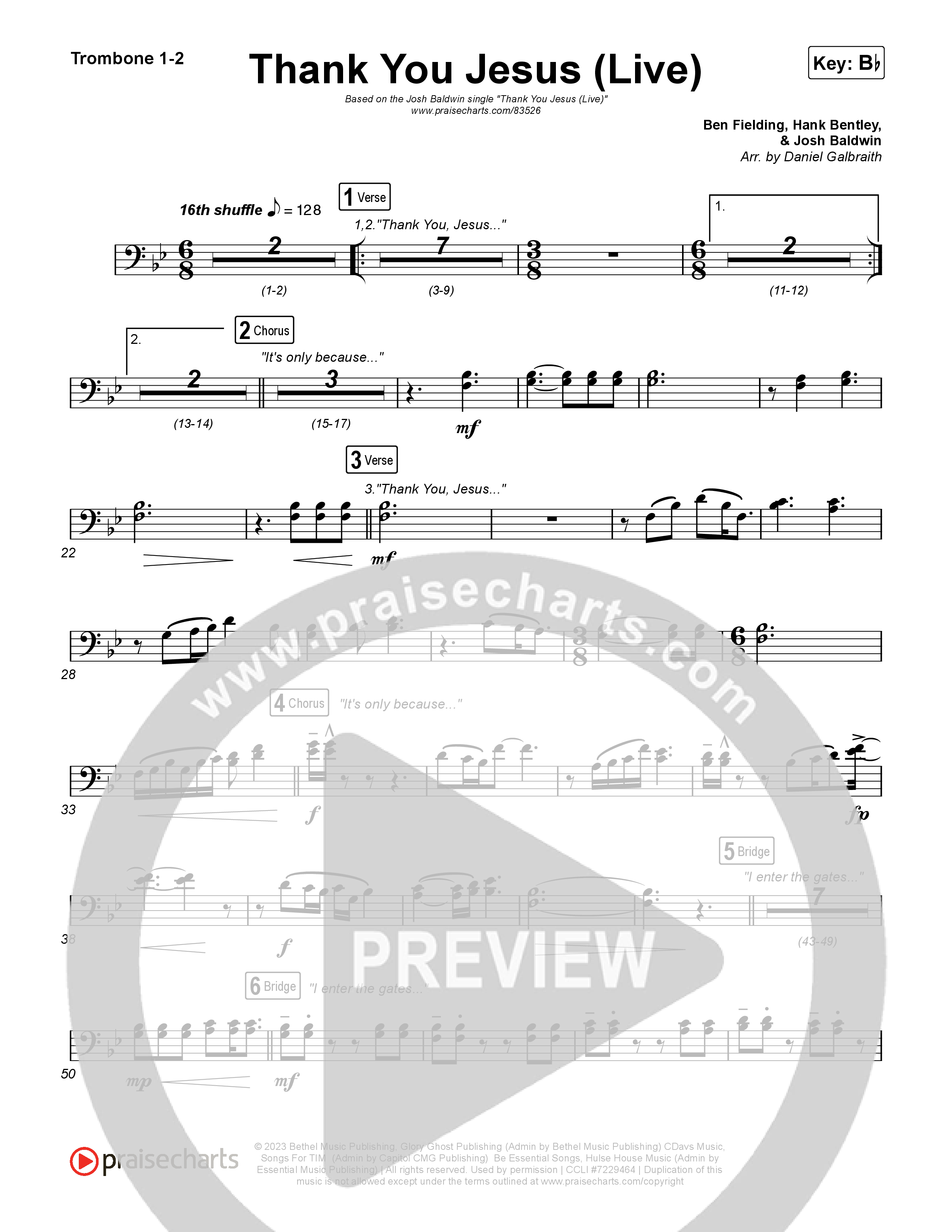 Thank You Jesus (Live) Trombone 1/2 (Josh Baldwin)