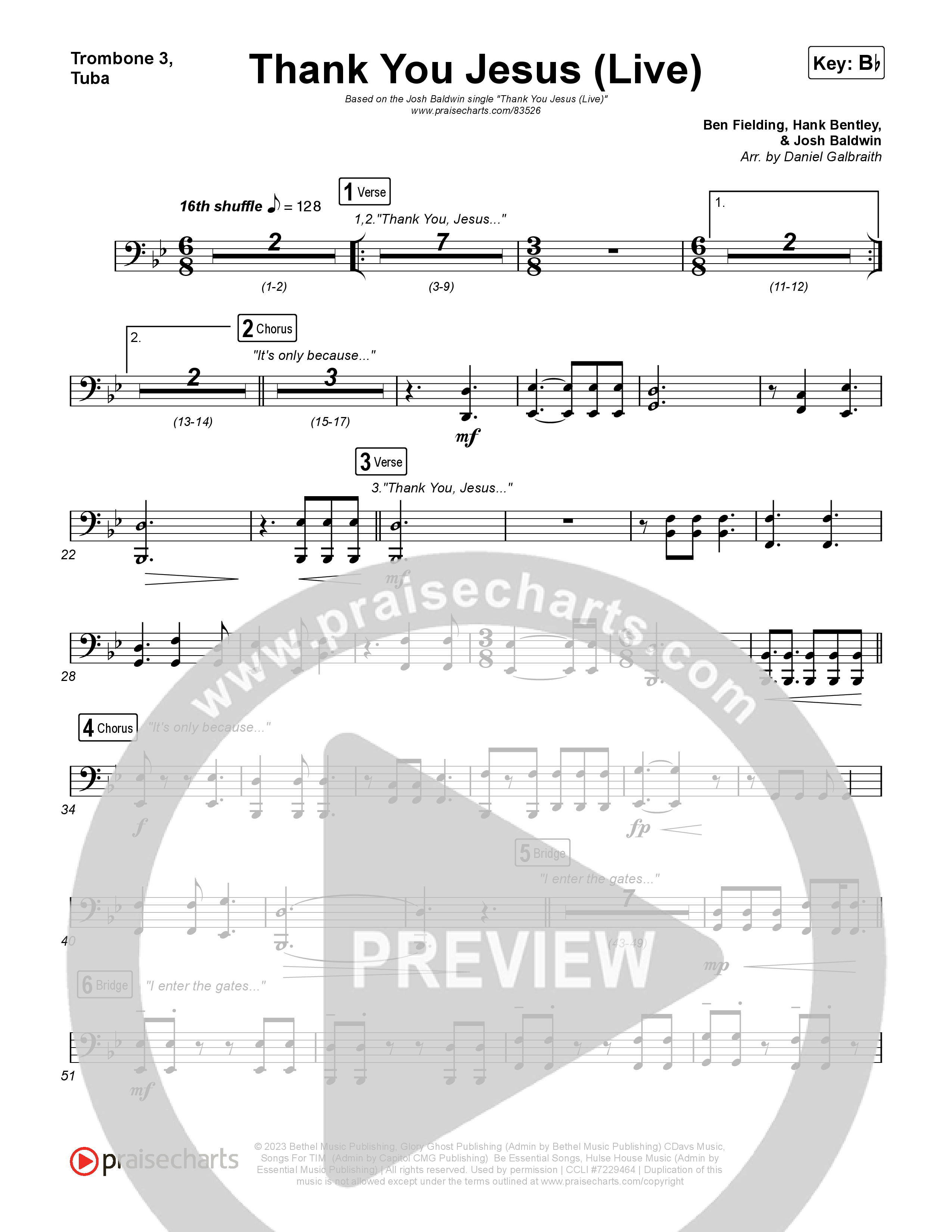 Thank You Jesus (Live) Trombone 1,2 (Josh Baldwin)