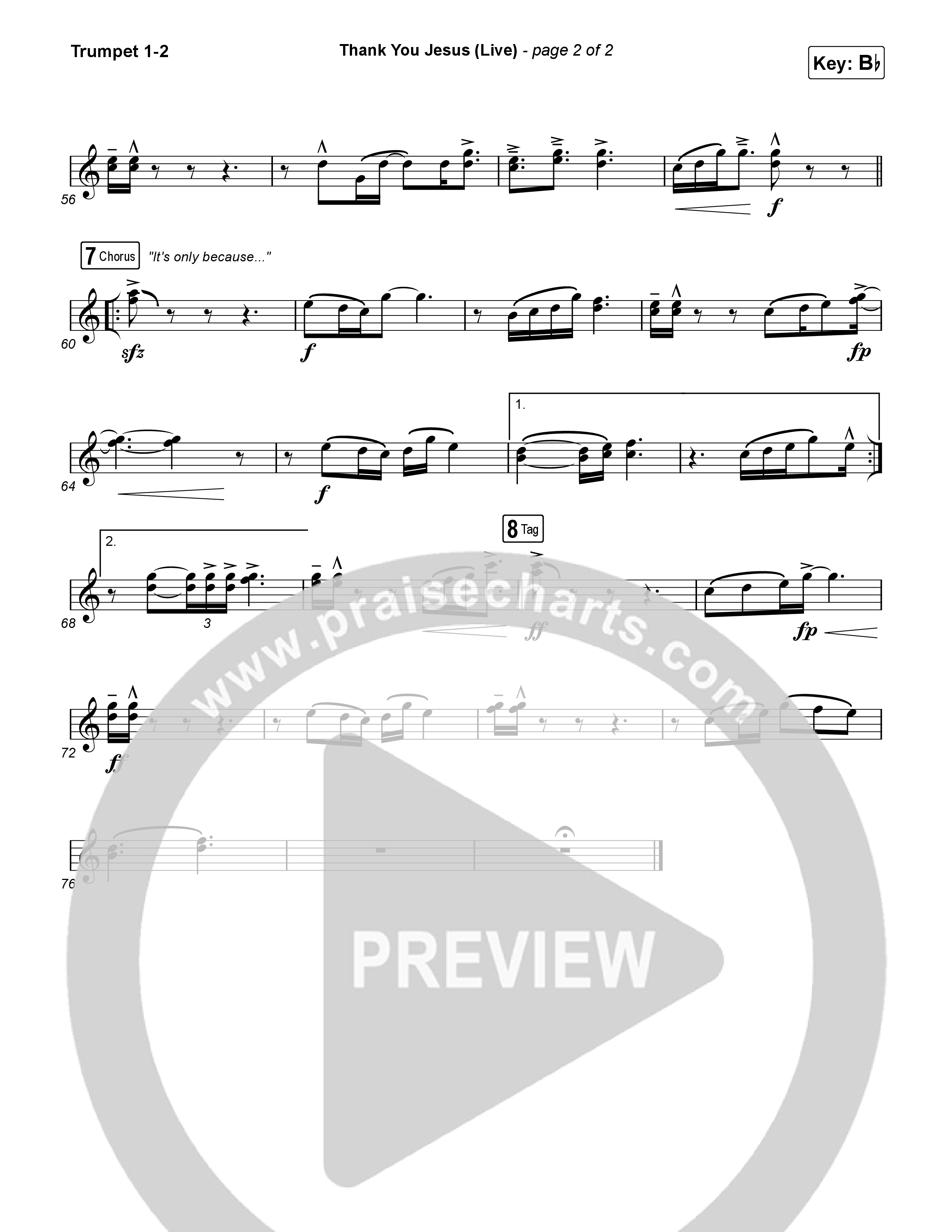 Thank You Jesus (Live) Trumpet 1,2 (Josh Baldwin)