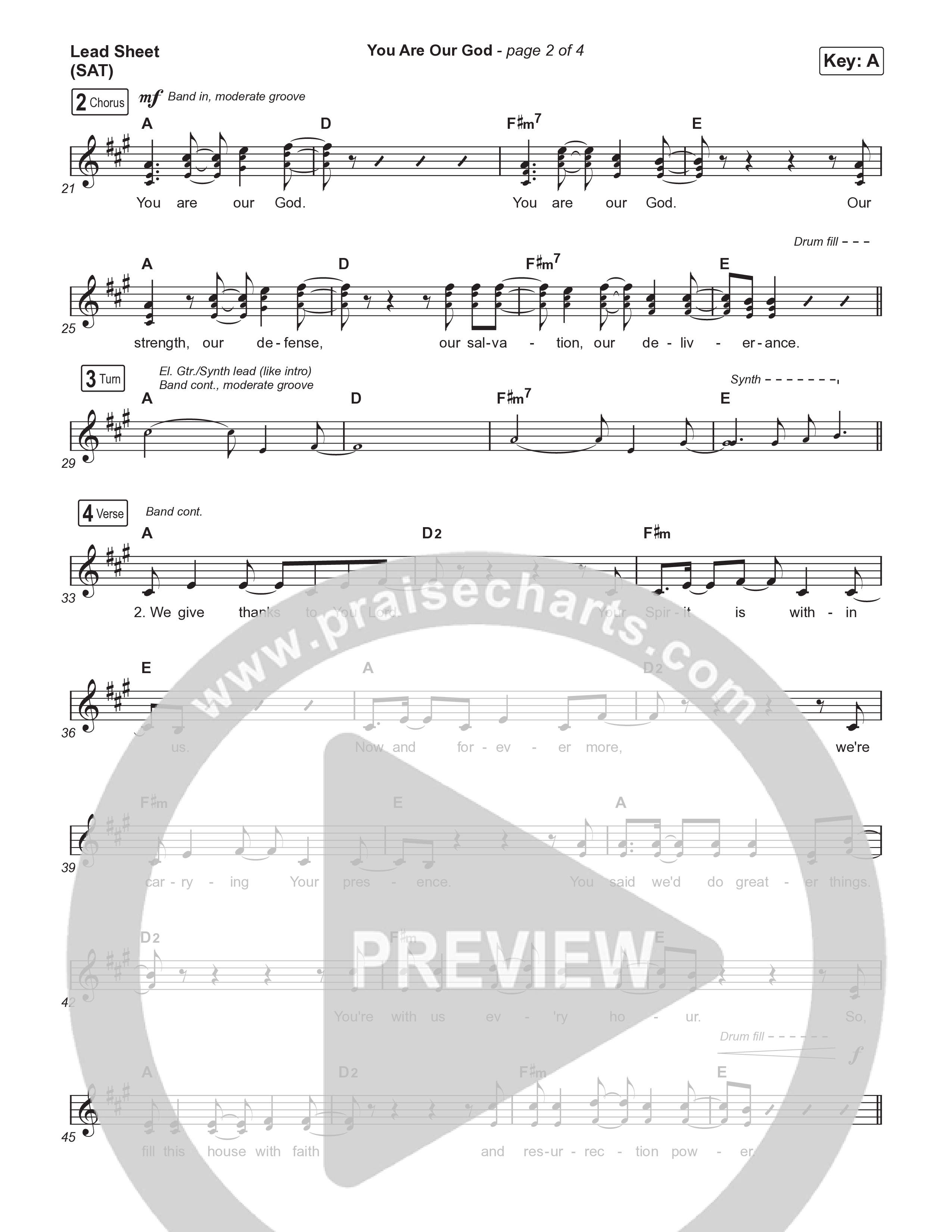 You Are Our God (Live) Lead Sheet (SAT) (Josh Baldwin)