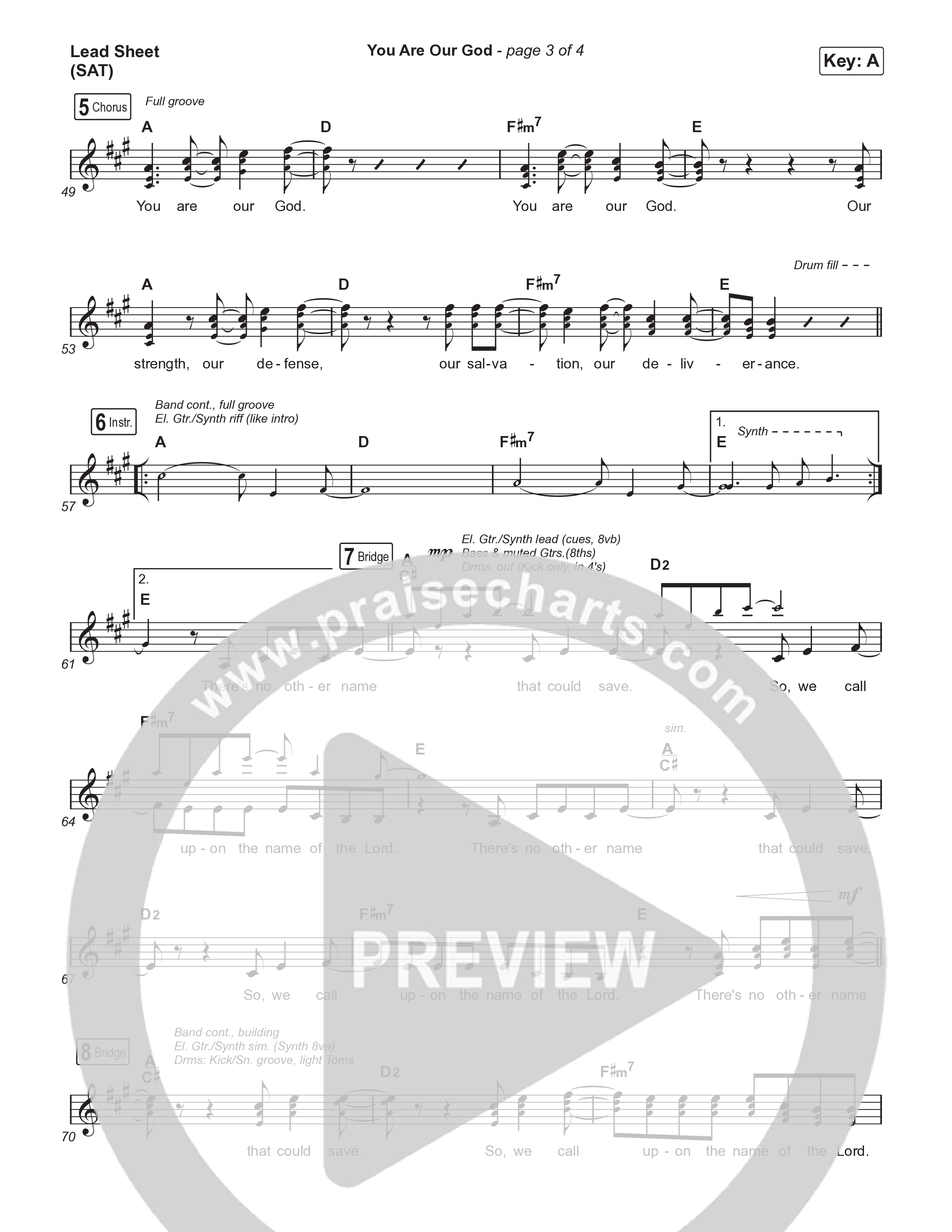 You Are Our God (Live) Lead Sheet (SAT) (Josh Baldwin)