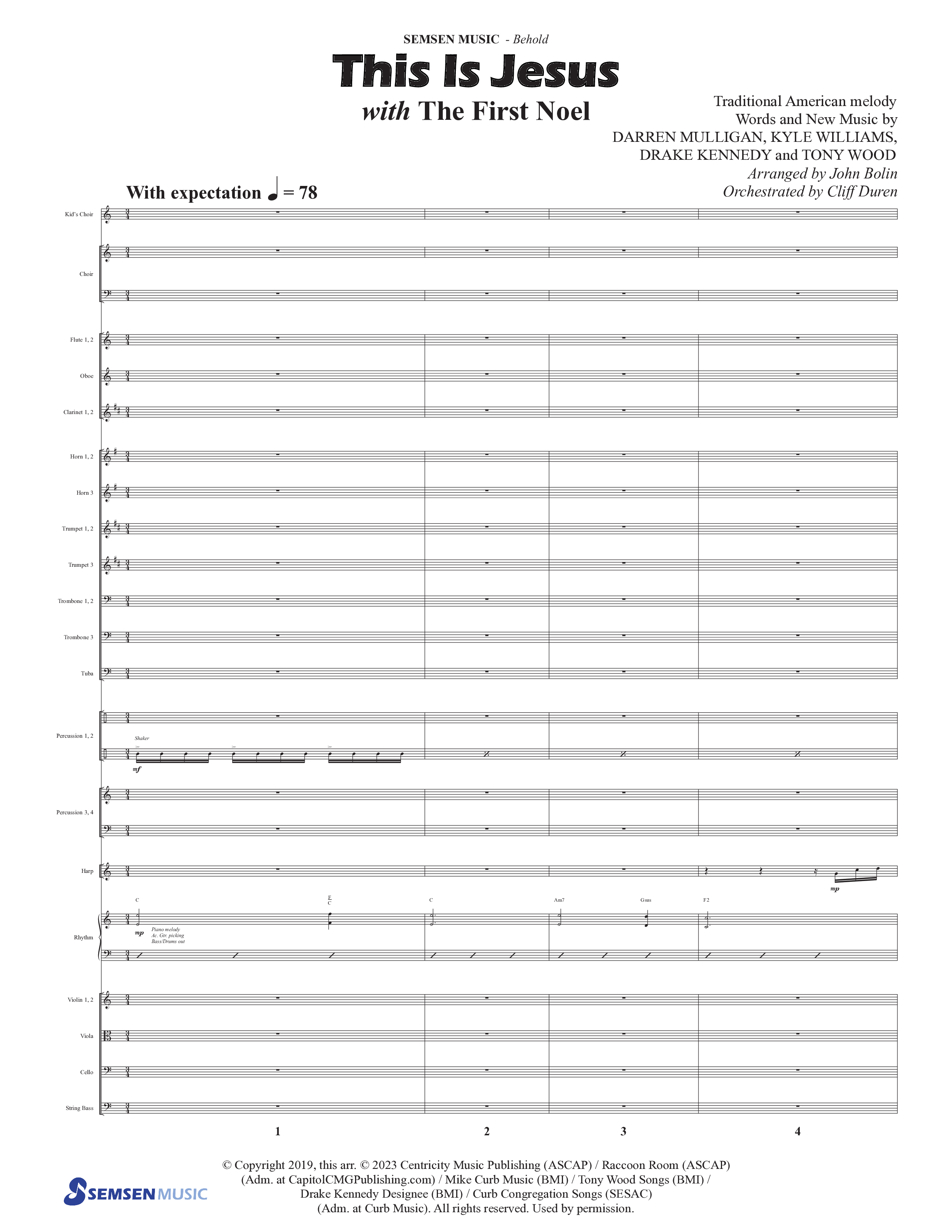 Behold (9 Song Choral Collection) Song 3 (Orchestration) (Semsen Music / Arr. John Bolin / Orch. Cliff Duren)