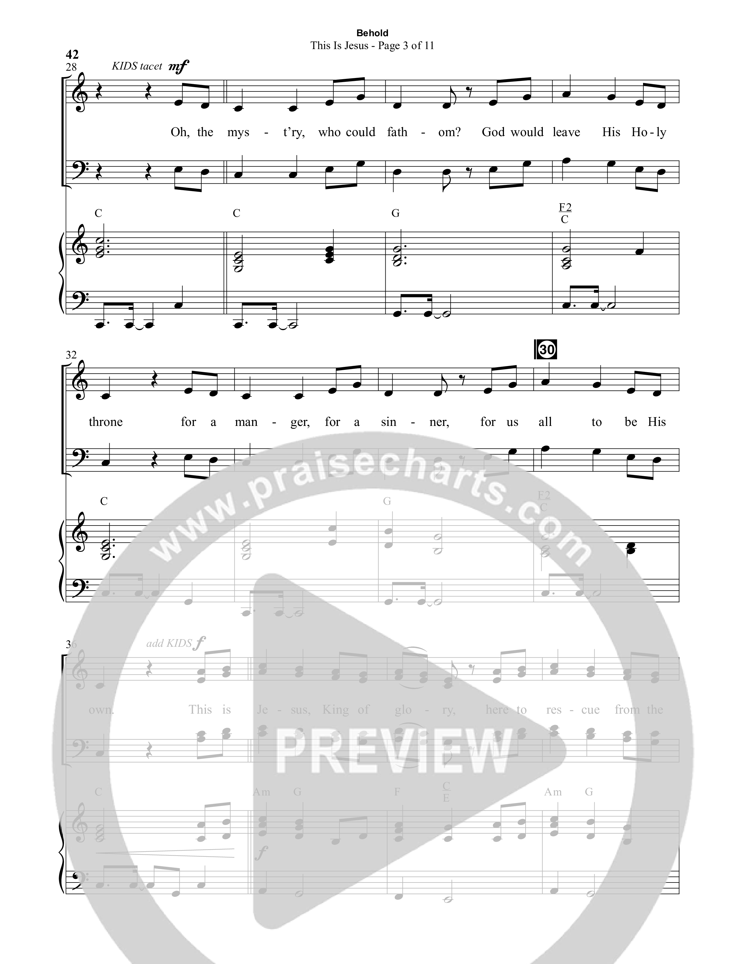 Behold (9 Song Choral Collection) Song 3 (Piano SATB) (Semsen Music / Arr. John Bolin / Orch. Cliff Duren)