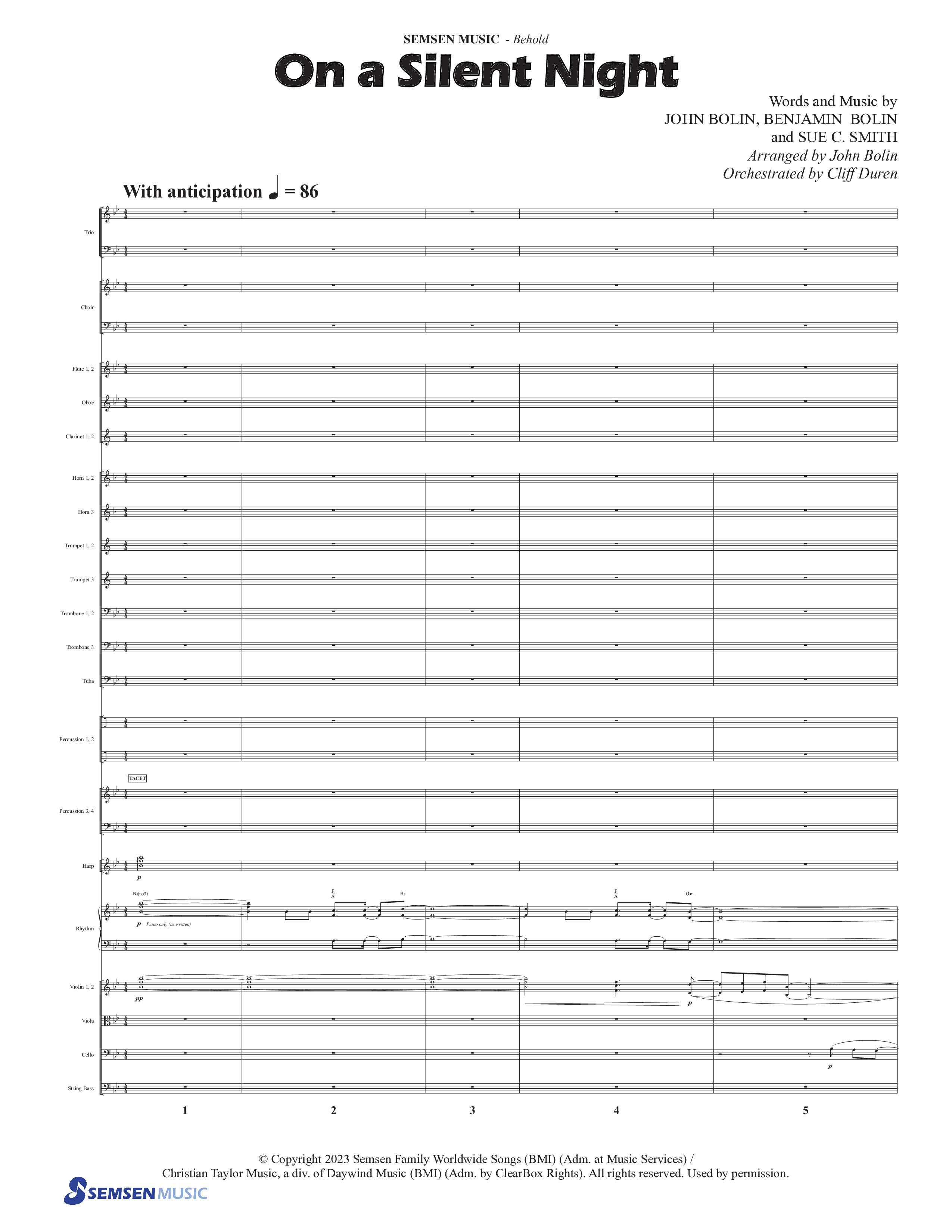 Behold (9 Song Choral Collection) Song 4 (Orchestration) (Semsen Music / Arr. John Bolin / Orch. Cliff Duren)