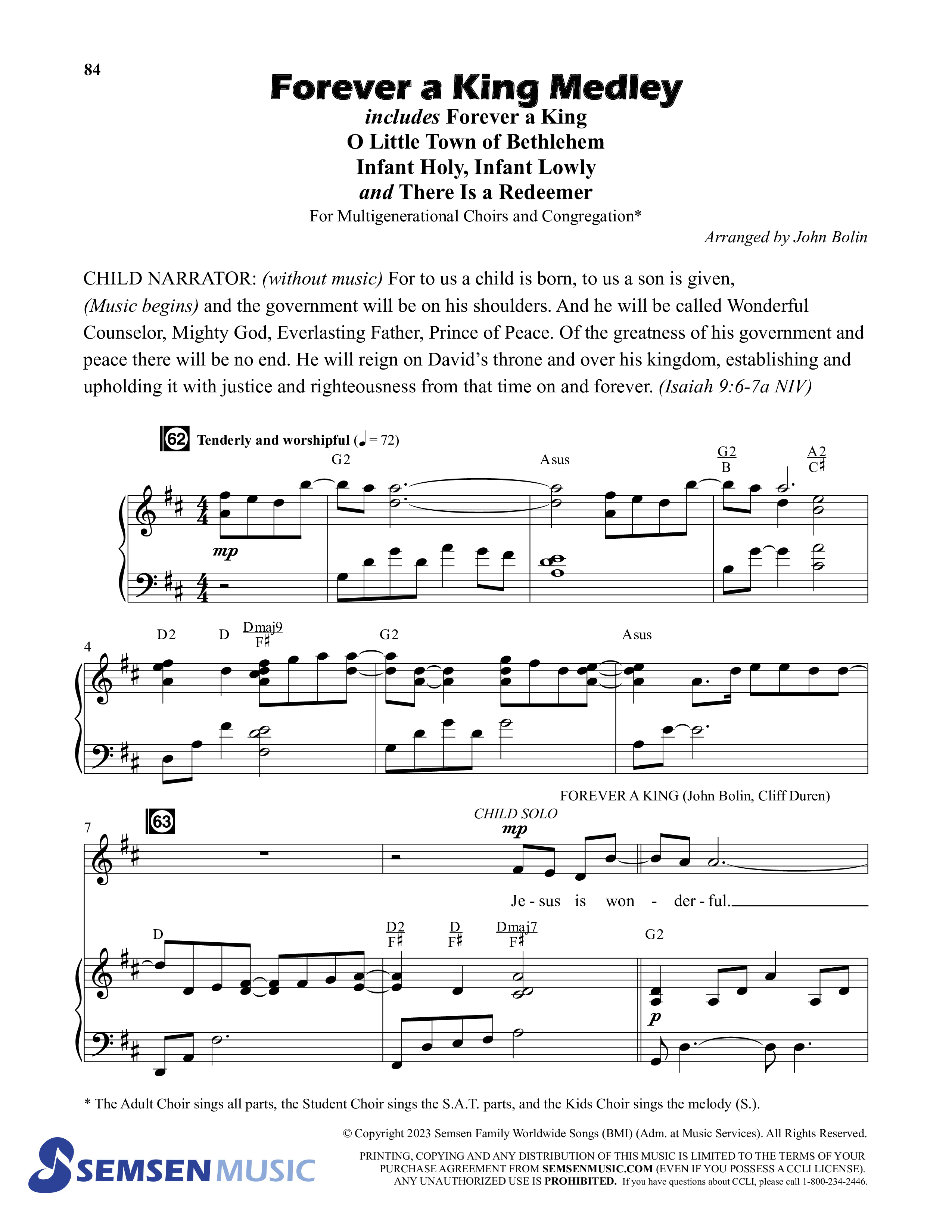 Behold (9 Song Choral Collection) Song 6 (Piano SATB) (Semsen Music / Arr. John Bolin / Orch. Cliff Duren)