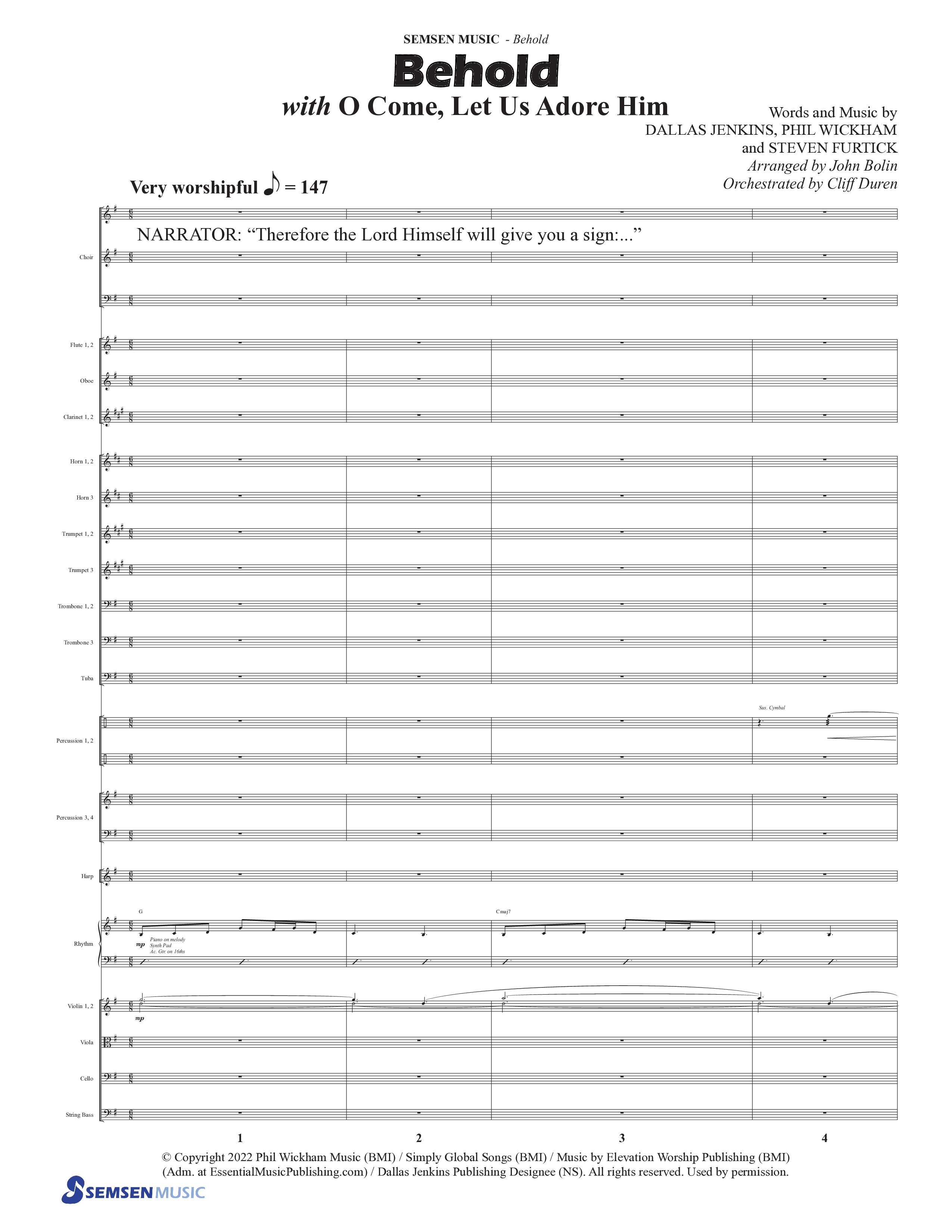Behold (9 Song Choral Collection) Song 7 (Orchestration) (Semsen Music / Arr. John Bolin / Orch. Cliff Duren)