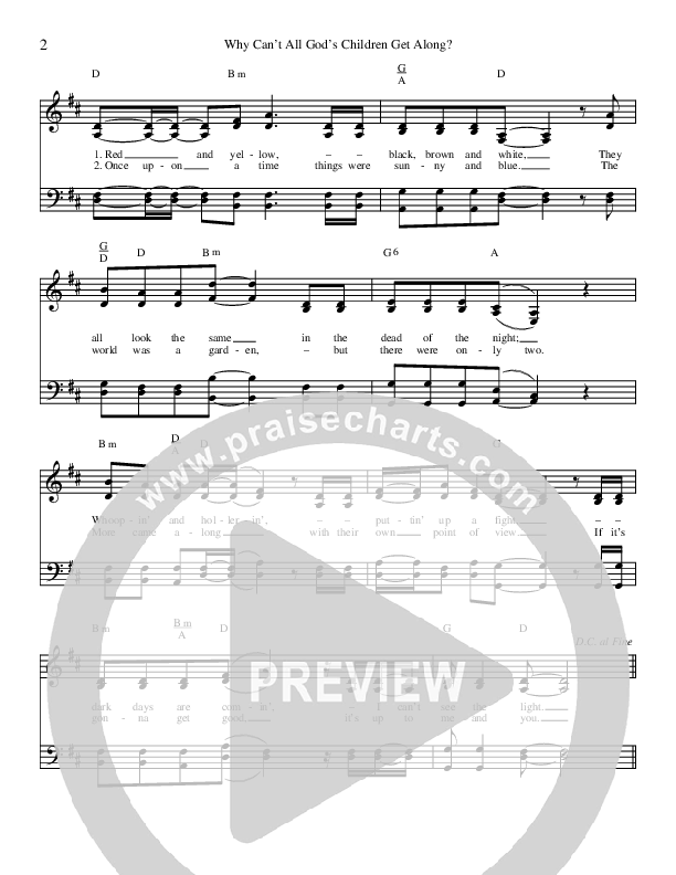 Why Can't All God's Children Get Along Lead Sheet (Karen Peck & New River)