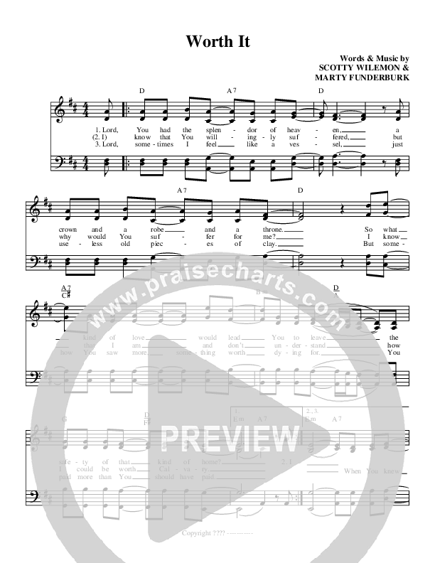 Worth It Lead Sheet (Brian Free & Assurance)