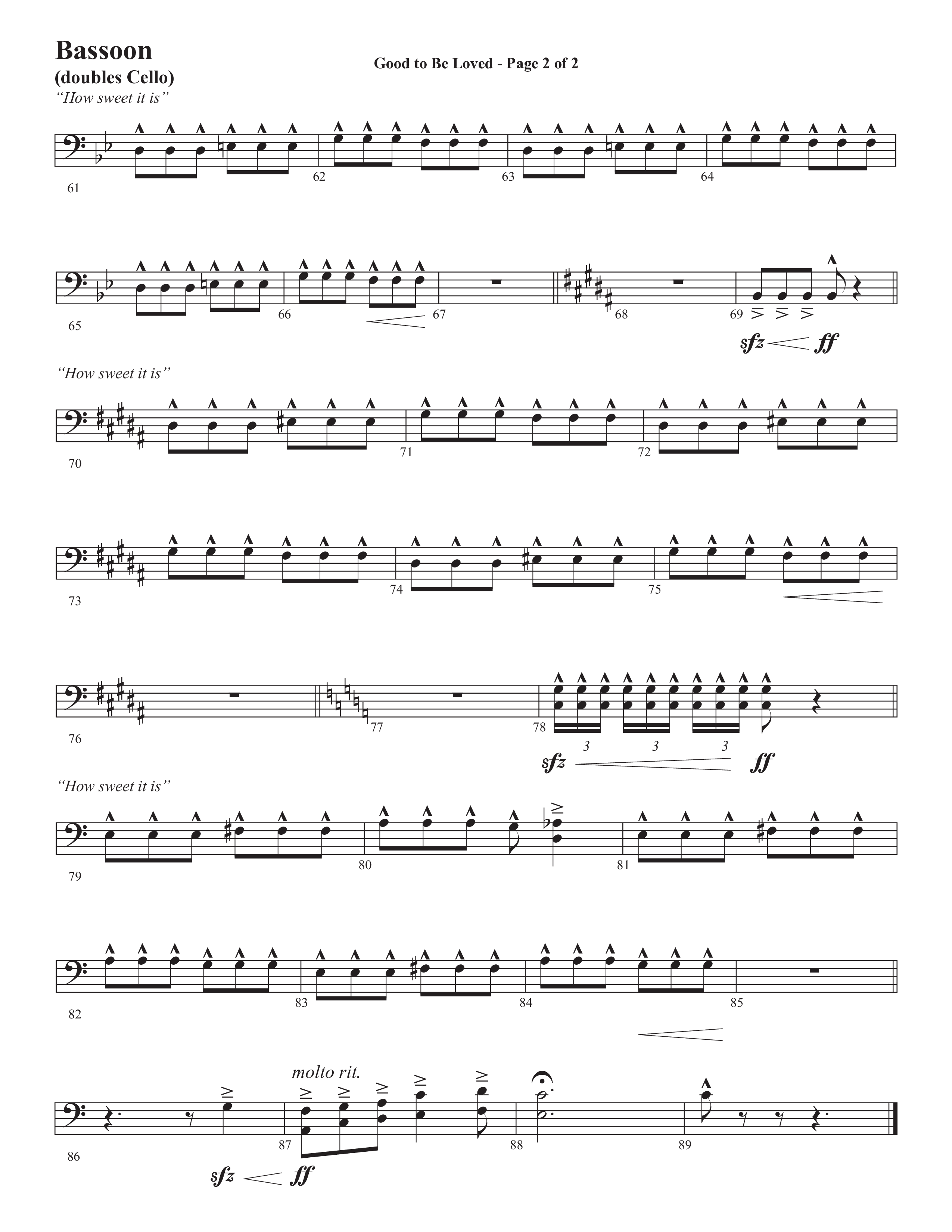 Good To Be Loved (Choral Anthem SATB) Bassoon (Semsen Music / Arr. Cliff Duren)