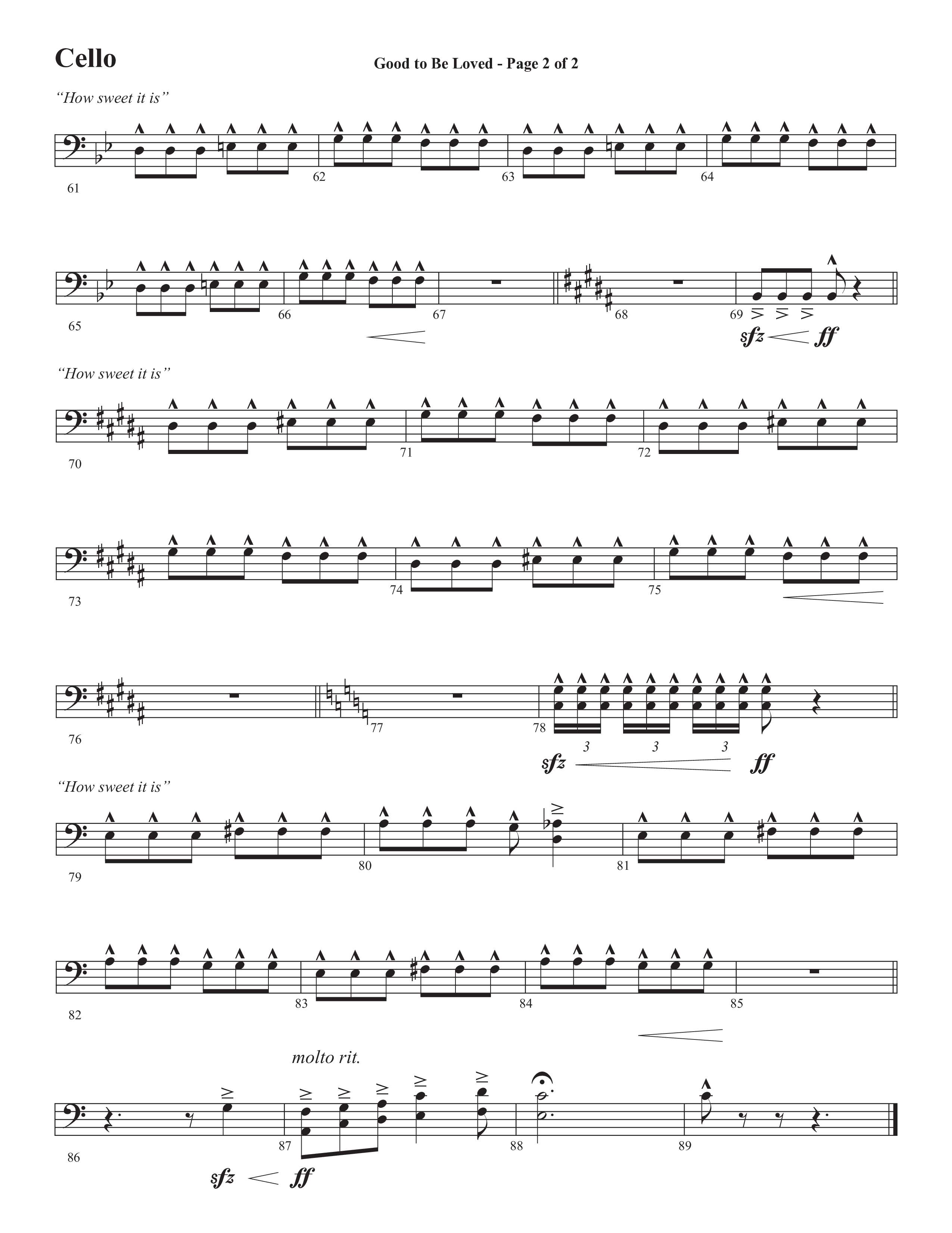 Good To Be Loved (Choral Anthem SATB) Cello (Semsen Music / Arr. Cliff Duren)