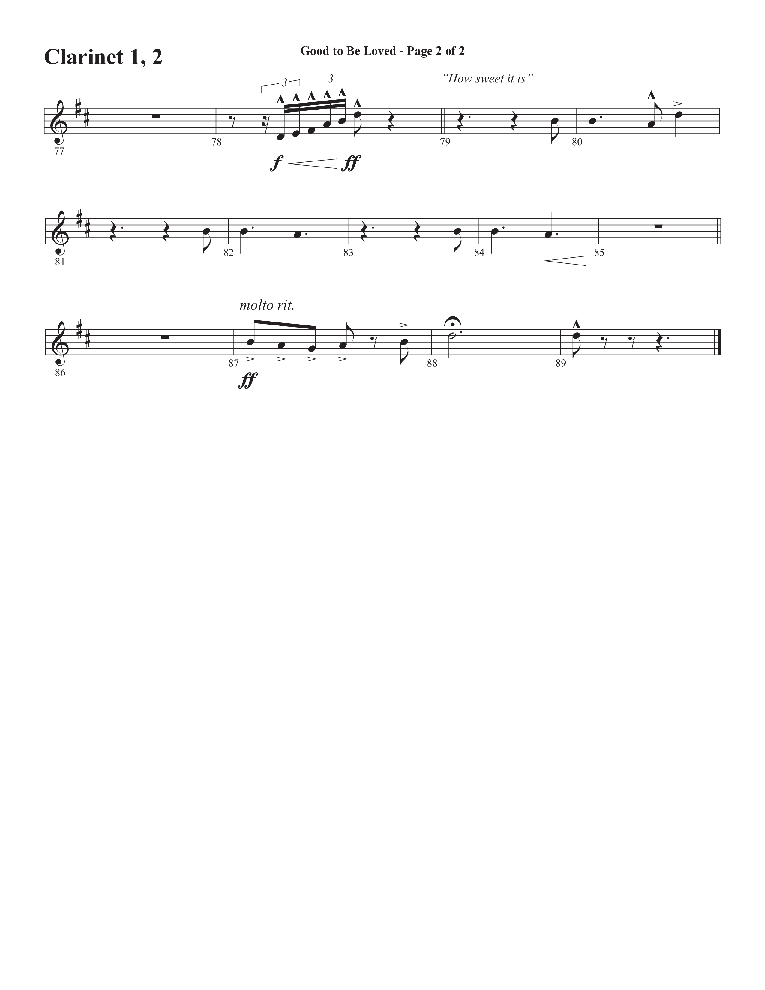 Good To Be Loved (Choral Anthem SATB) Clarinet 1/2 (Semsen Music / Arr. Cliff Duren)
