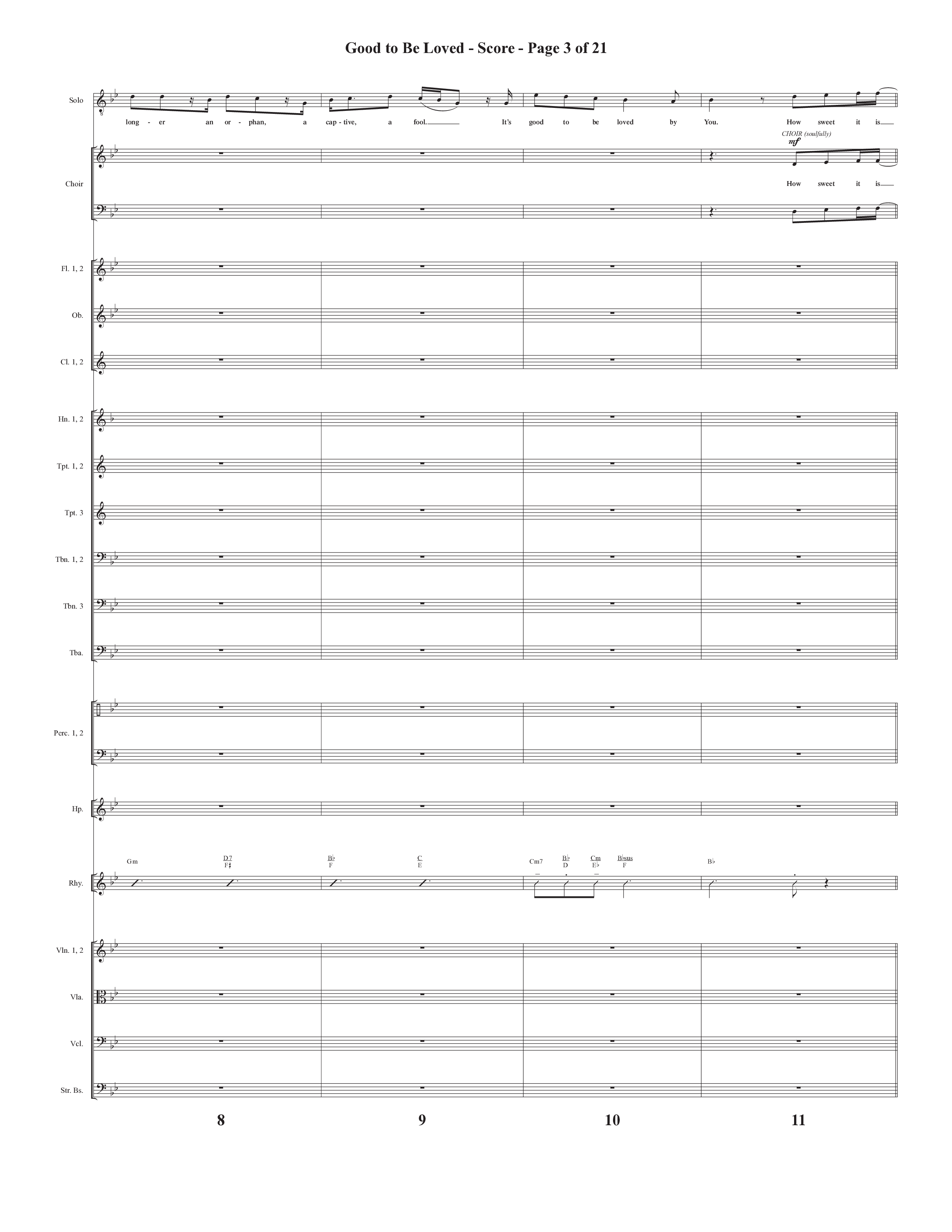 Good To Be Loved (Choral Anthem SATB) Orchestration (Semsen Music / Arr. Cliff Duren)