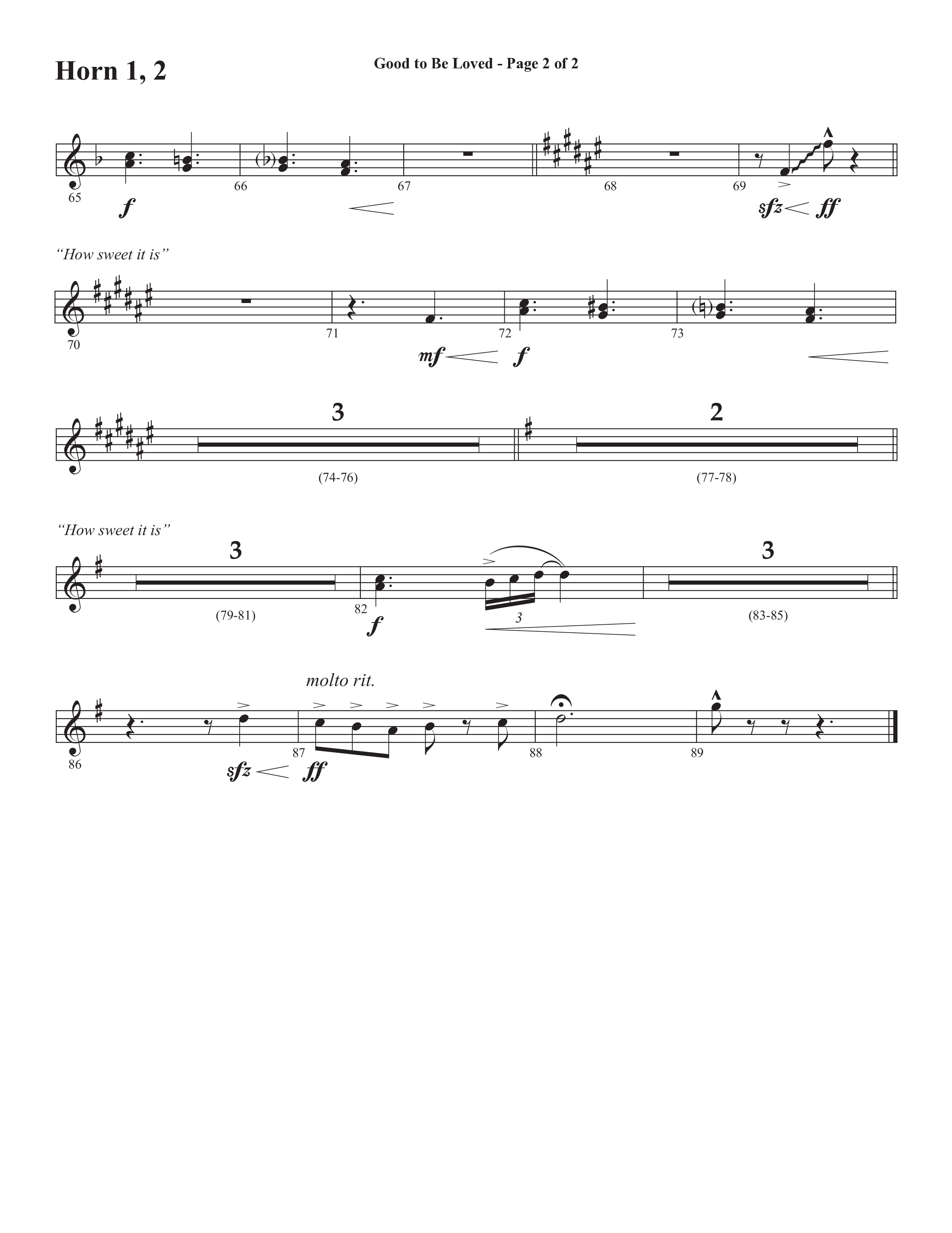 Good To Be Loved (Choral Anthem SATB) French Horn 1/2 (Semsen Music / Arr. Cliff Duren)