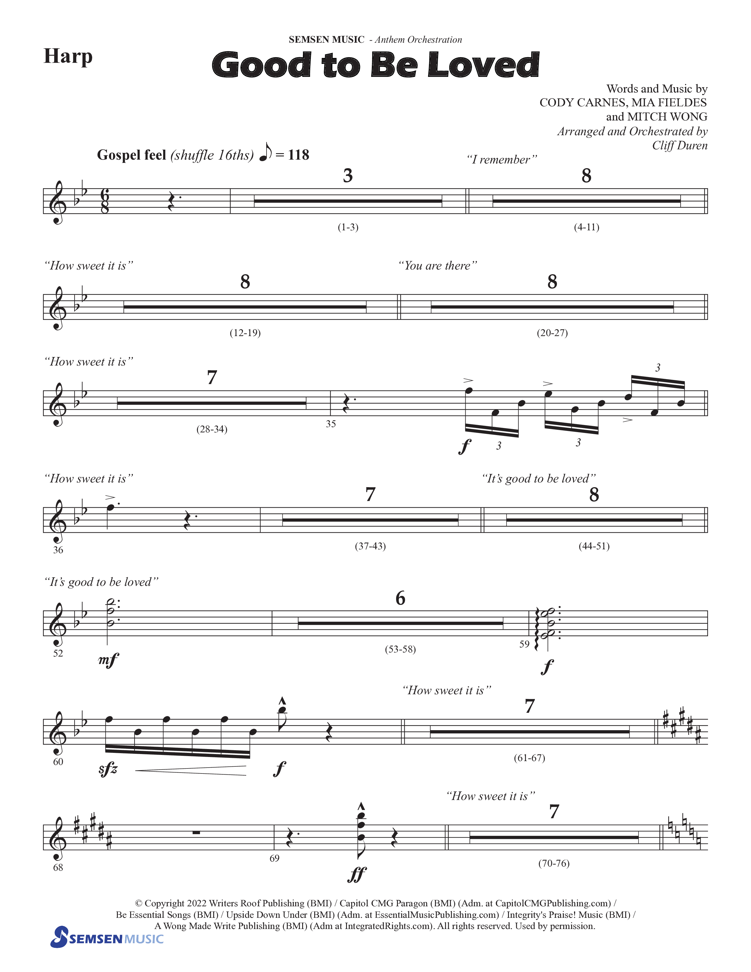 Good To Be Loved (Choral Anthem SATB) Harp (Semsen Music / Arr. Cliff Duren)