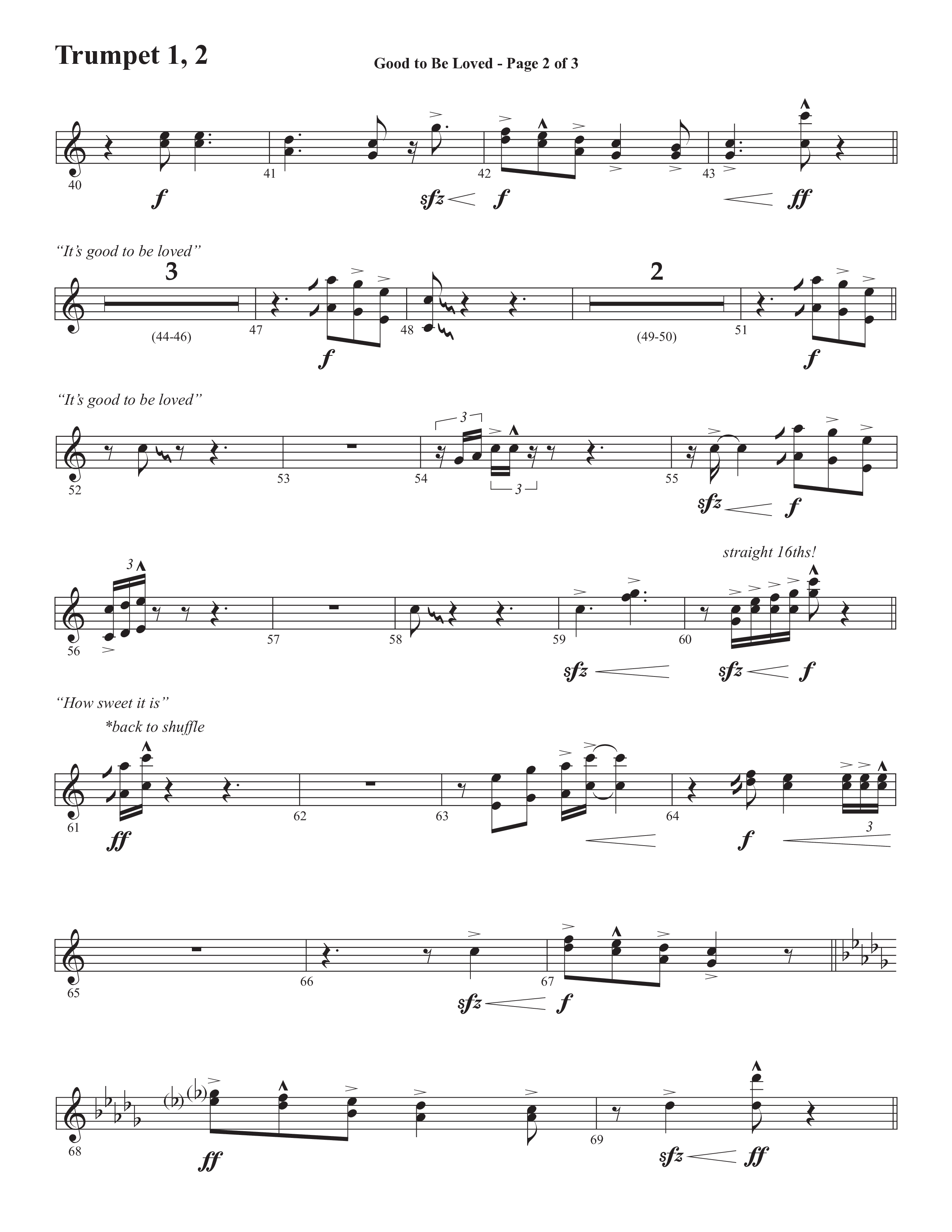 Good To Be Loved (Choral Anthem SATB) Trumpet 1,2 (Semsen Music / Arr. Cliff Duren)