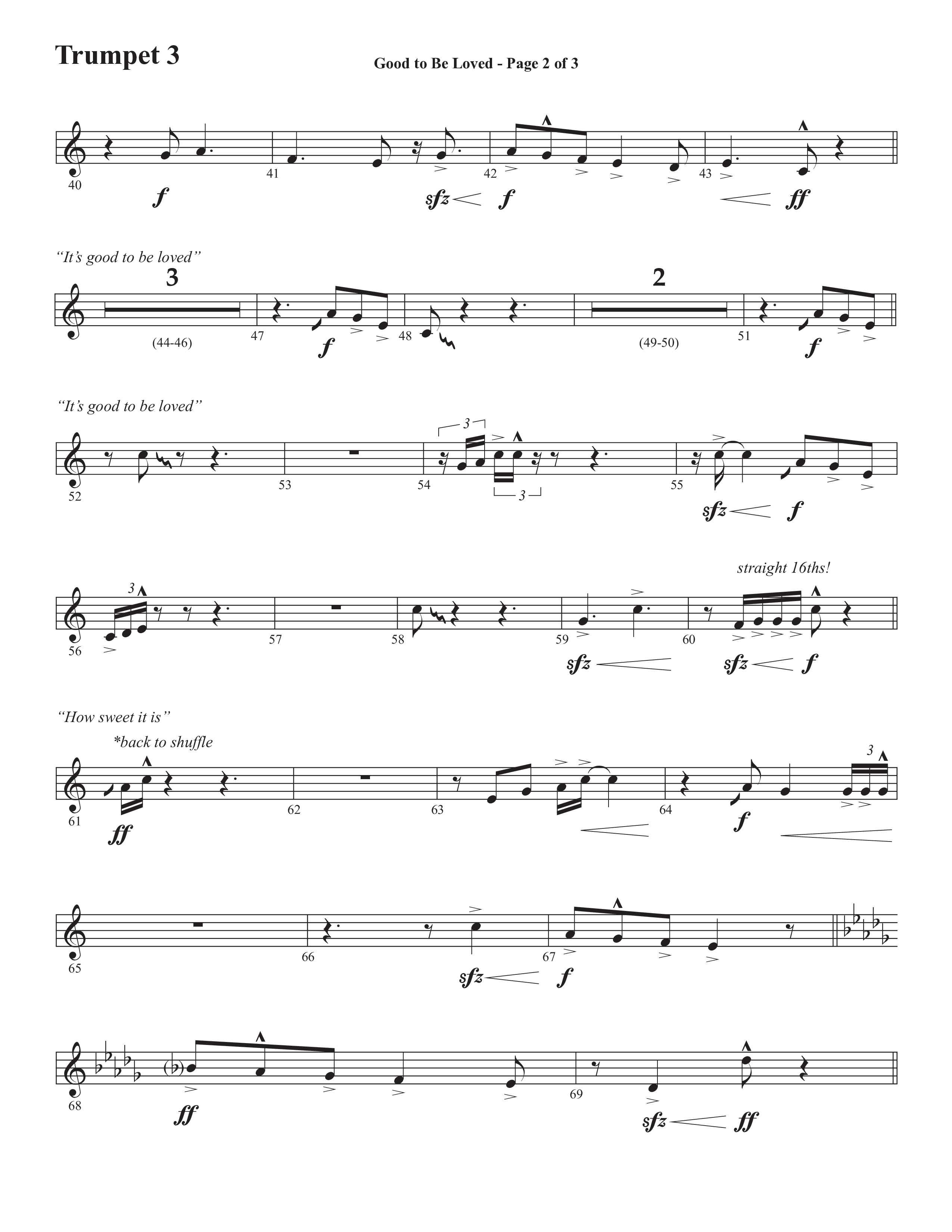 Good To Be Loved (Choral Anthem SATB) Trumpet 3 (Semsen Music / Arr. Cliff Duren)