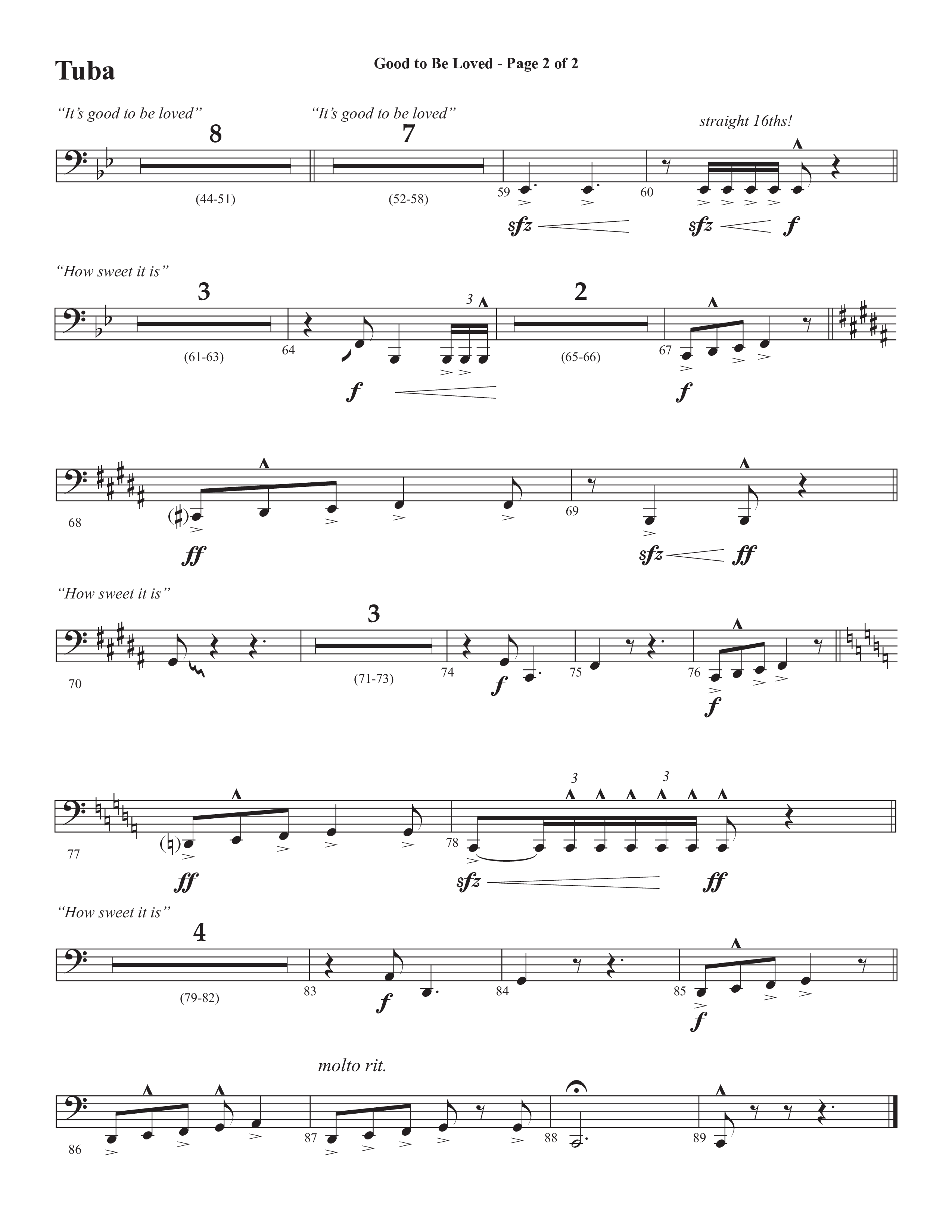 Good To Be Loved (Choral Anthem SATB) Tuba (Semsen Music / Arr. Cliff Duren)