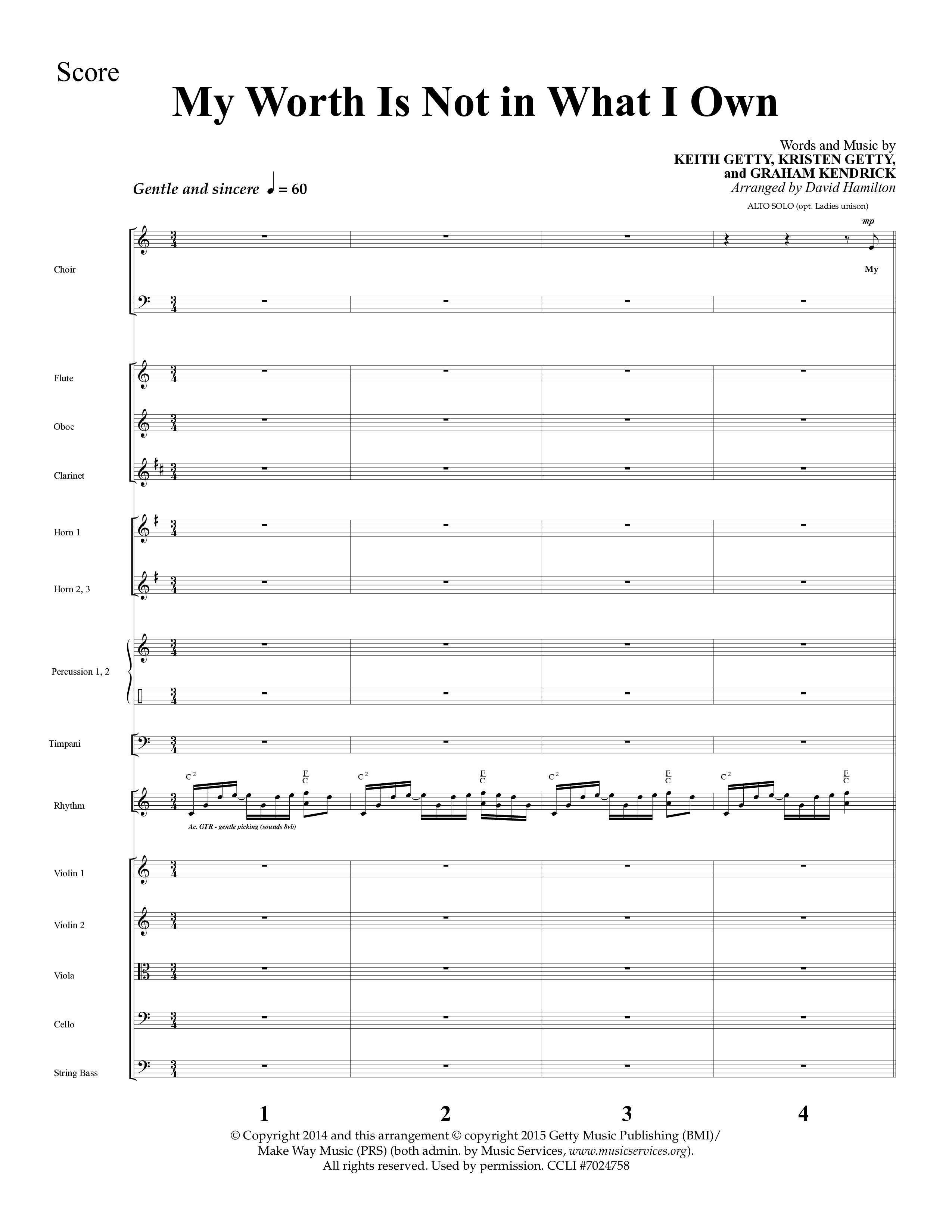 My Worth Is Not In What I Own (Choral Anthem SATB) Conductor's Score (Lifeway Choral / Arr. David Hamilton)