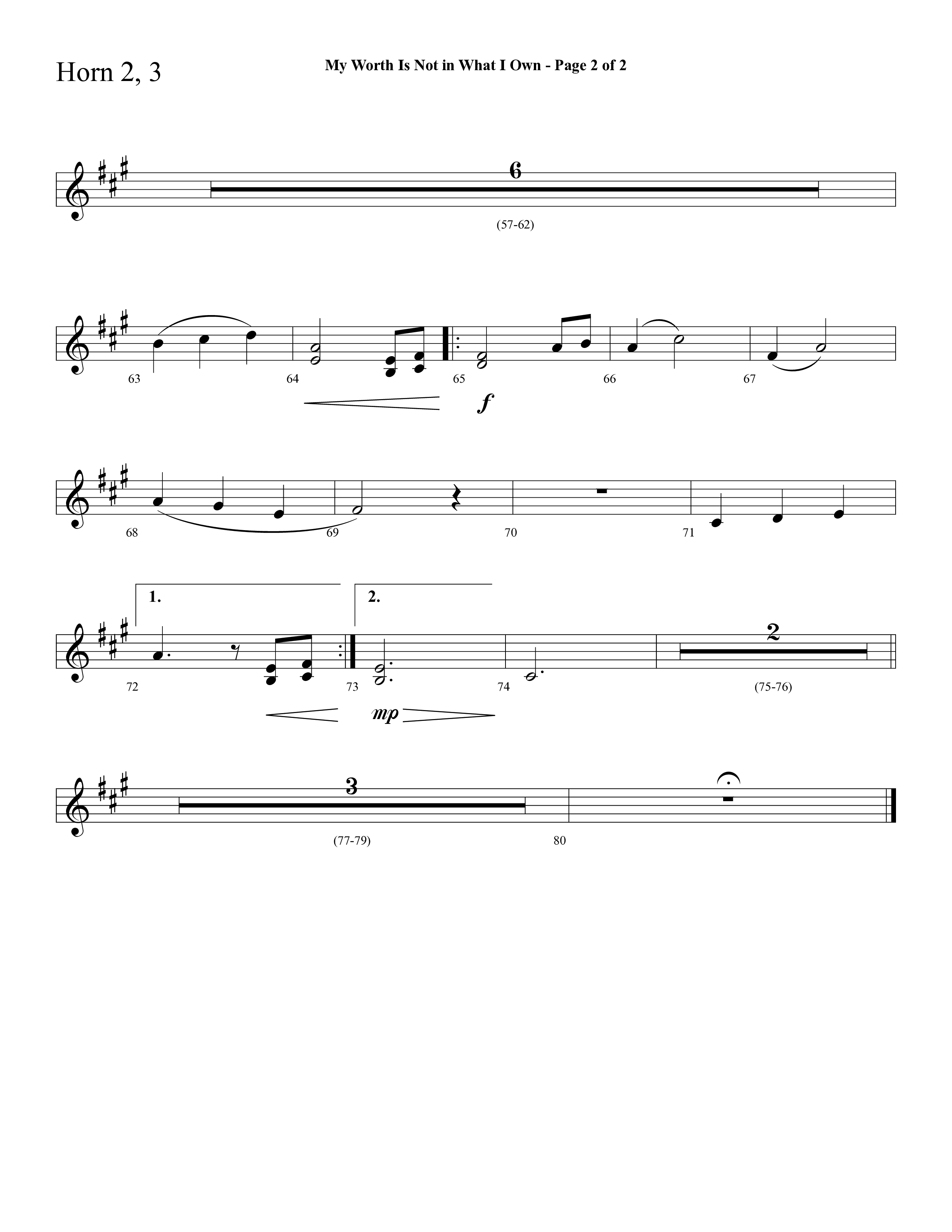 My Worth Is Not In What I Own (Choral Anthem SATB) French Horn 2 (Lifeway Choral / Arr. David Hamilton)