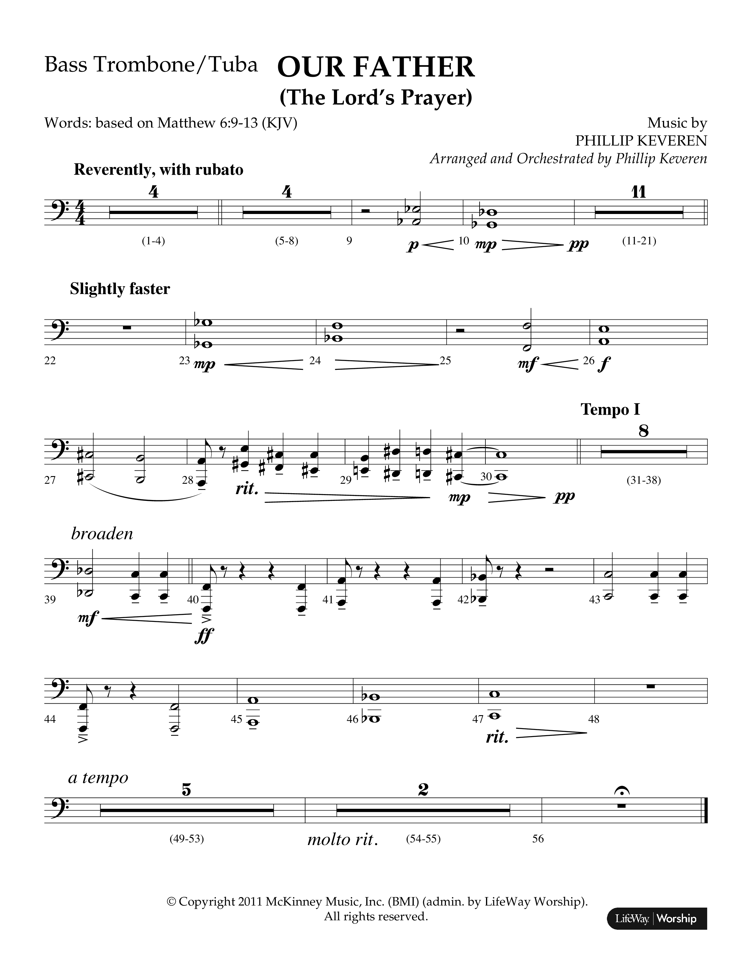 Our Father (The Lords Prayer) (Choral Anthem SATB) Bass Trombone, Tuba (Lifeway Choral / Arr. Phillip Keveren)