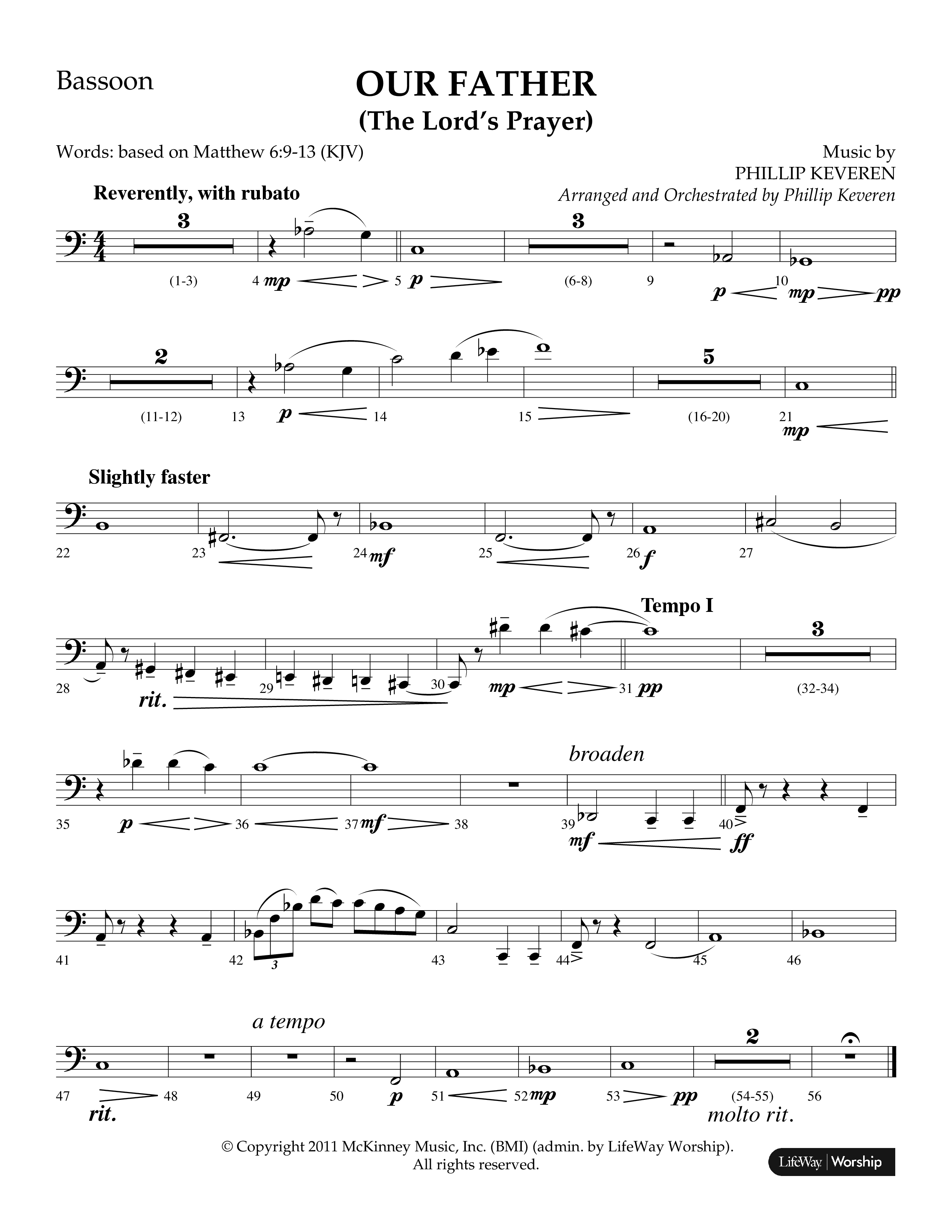 Our Father (The Lords Prayer) (Choral Anthem SATB) Bassoon (Lifeway Choral / Arr. Phillip Keveren)