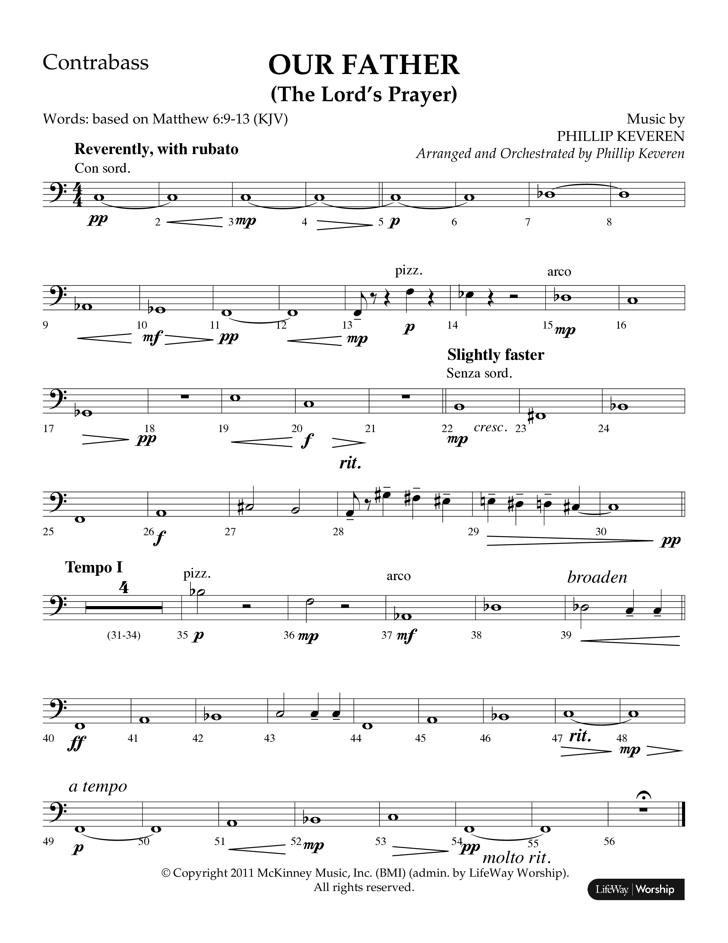Our Father (The Lords Prayer) (Choral Anthem SATB) Contrabass (Lifeway Choral / Arr. Phillip Keveren)